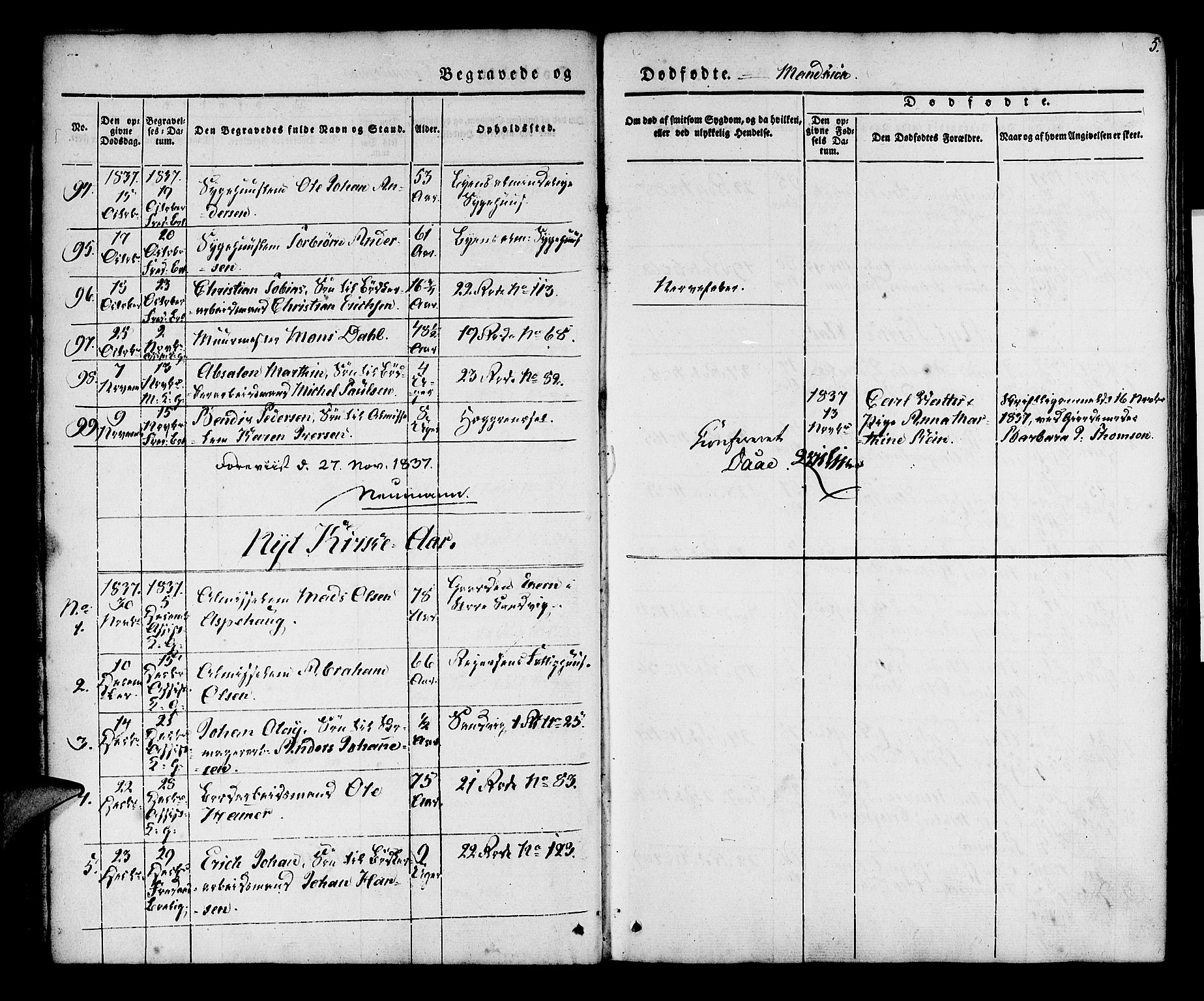 Korskirken sokneprestembete, AV/SAB-A-76101/H/Hab: Parish register (copy) no. E 1, 1837-1851, p. 5