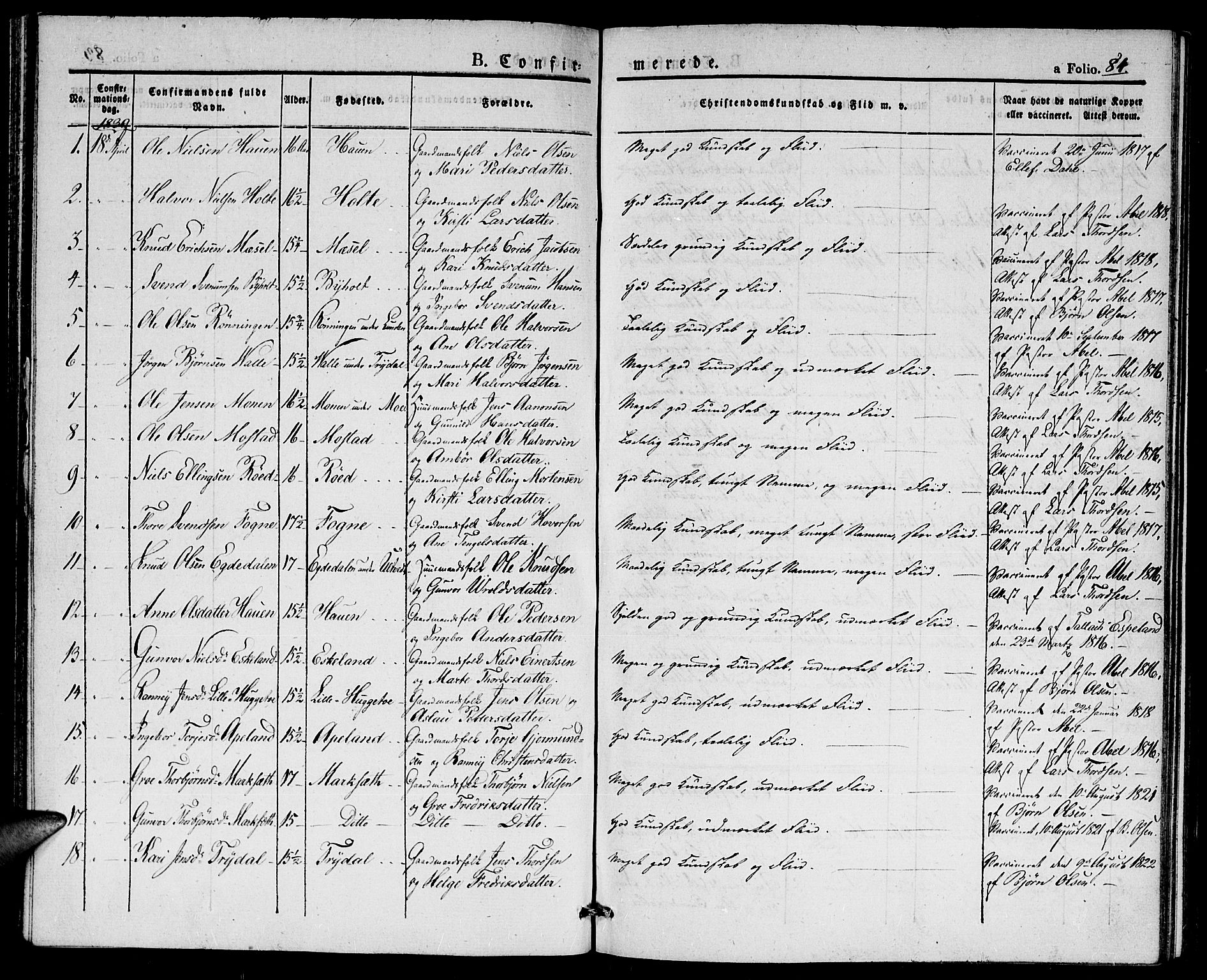 Gjerstad sokneprestkontor, SAK/1111-0014/F/Fa/Faa/L0005: Parish register (official) no. A 5, 1829-1841, p. 84