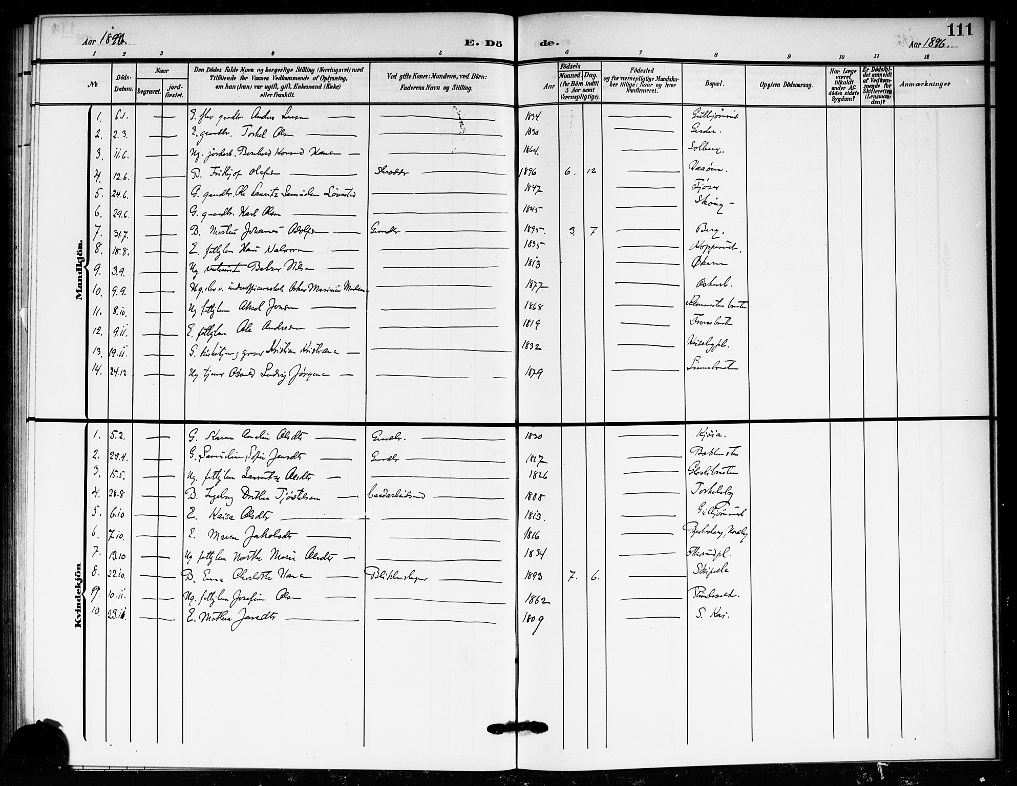 Drøbak prestekontor Kirkebøker, AV/SAO-A-10142a/F/Fc/L0001: Parish register (official) no. III 1, 1871-1900, p. 111