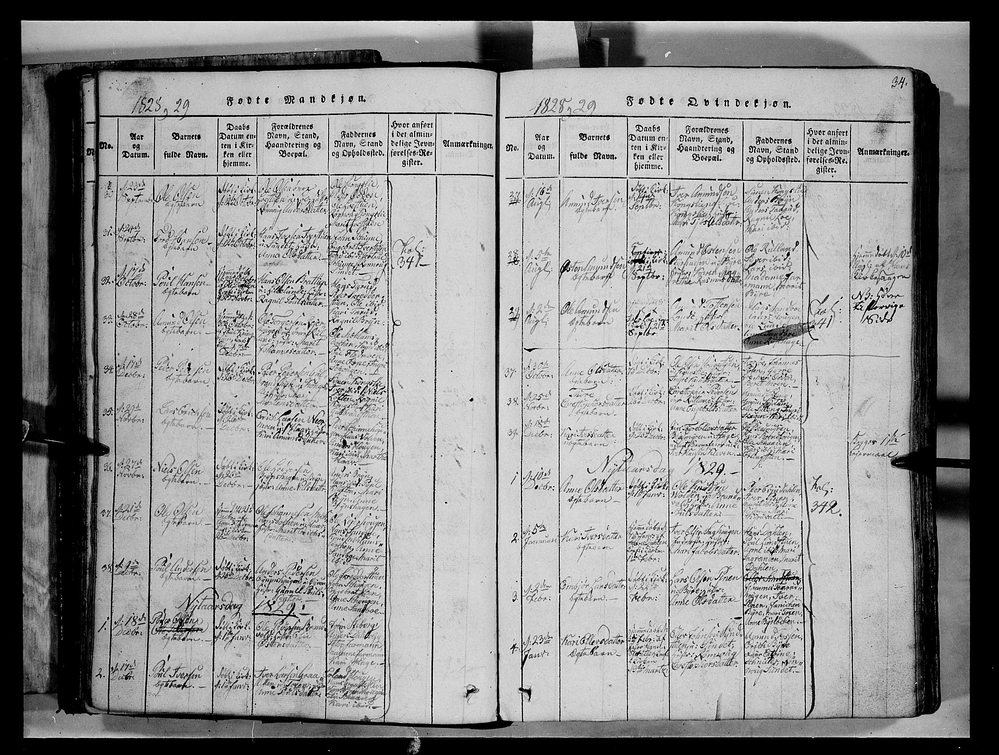 Fron prestekontor, SAH/PREST-078/H/Ha/Hab/L0004: Parish register (copy) no. 4, 1816-1850, p. 34