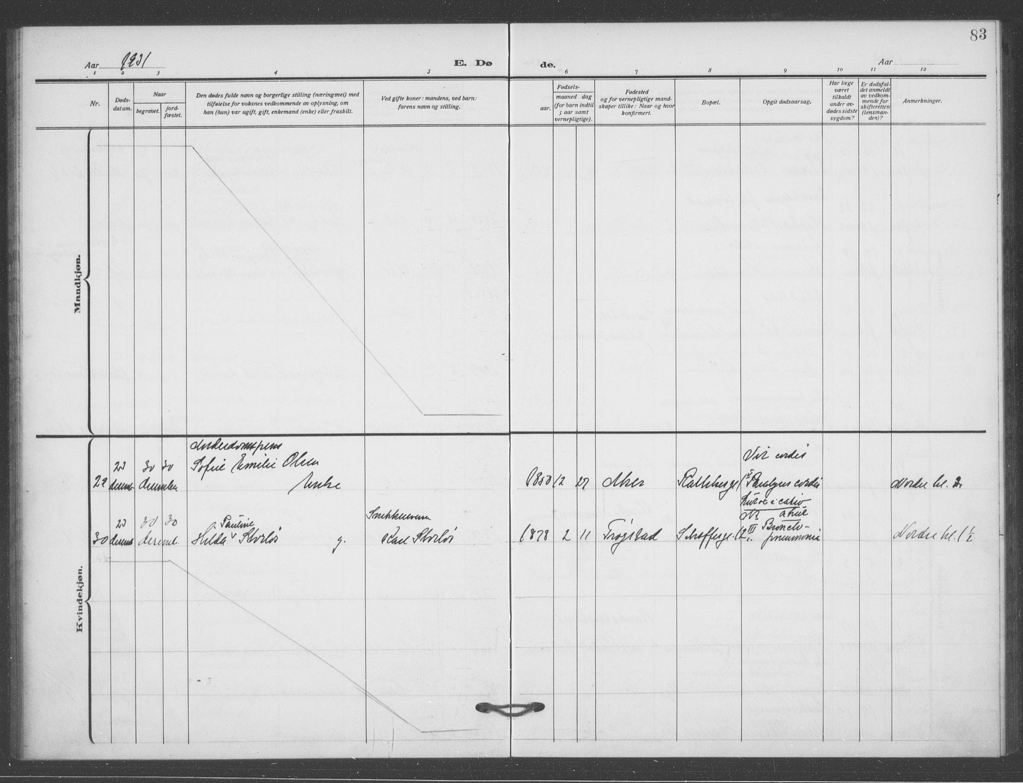 Matteus prestekontor Kirkebøker, SAO/A-10870/F/Fa/L0004: Parish register (official) no. 4, 1917-1938, p. 83