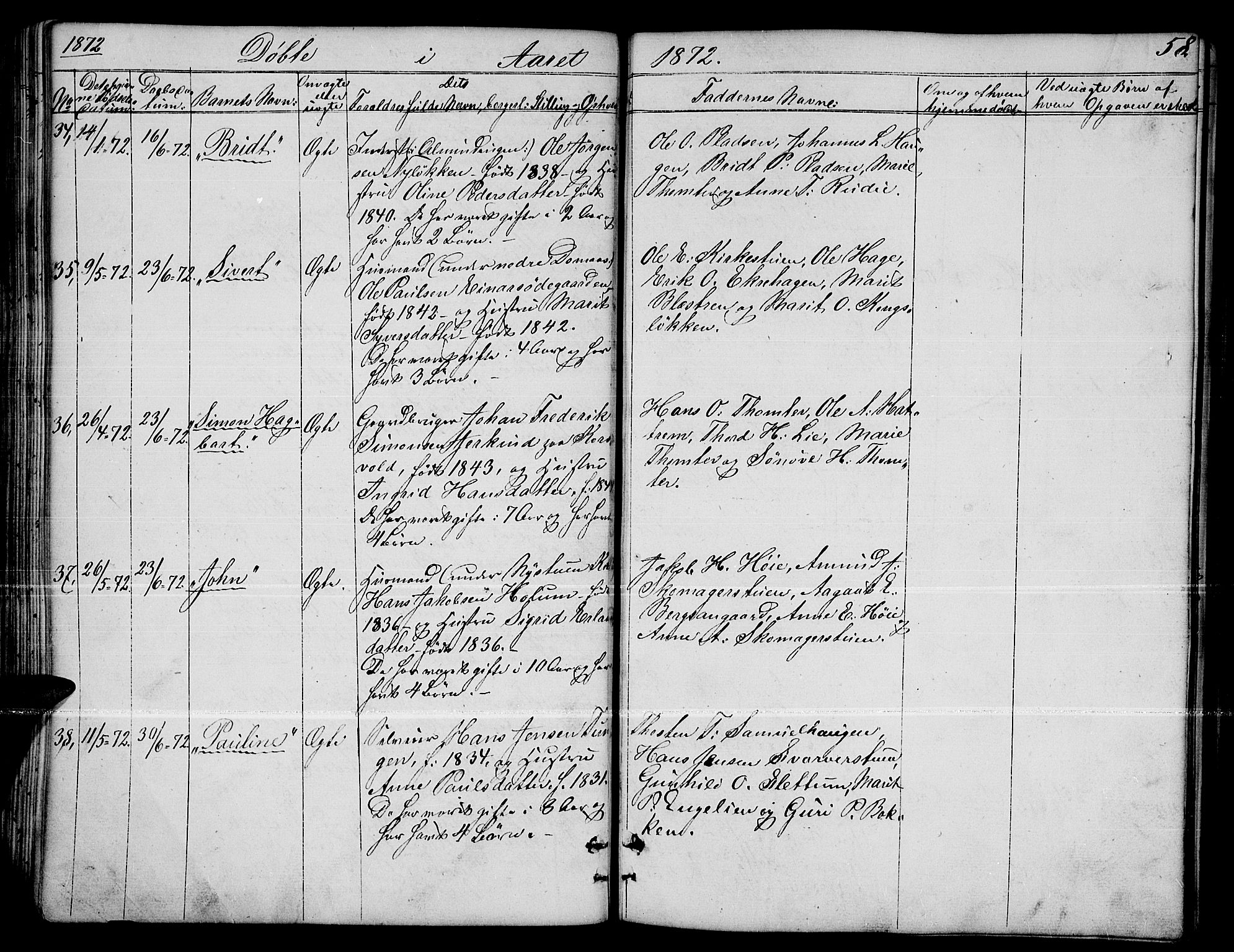 Dovre prestekontor, SAH/PREST-066/H/Ha/Hab/L0001: Parish register (copy) no. 1, 1862-1880, p. 58