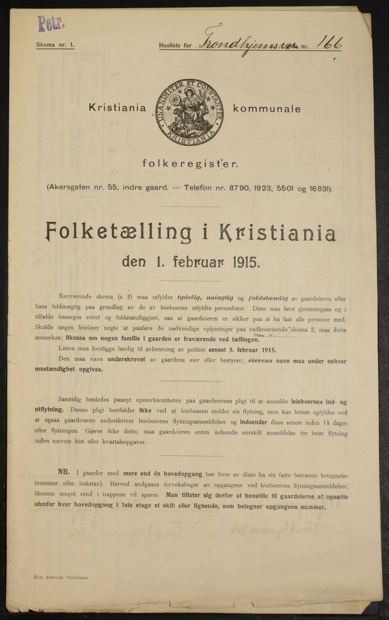 OBA, Municipal Census 1915 for Kristiania, 1915, p. 117527