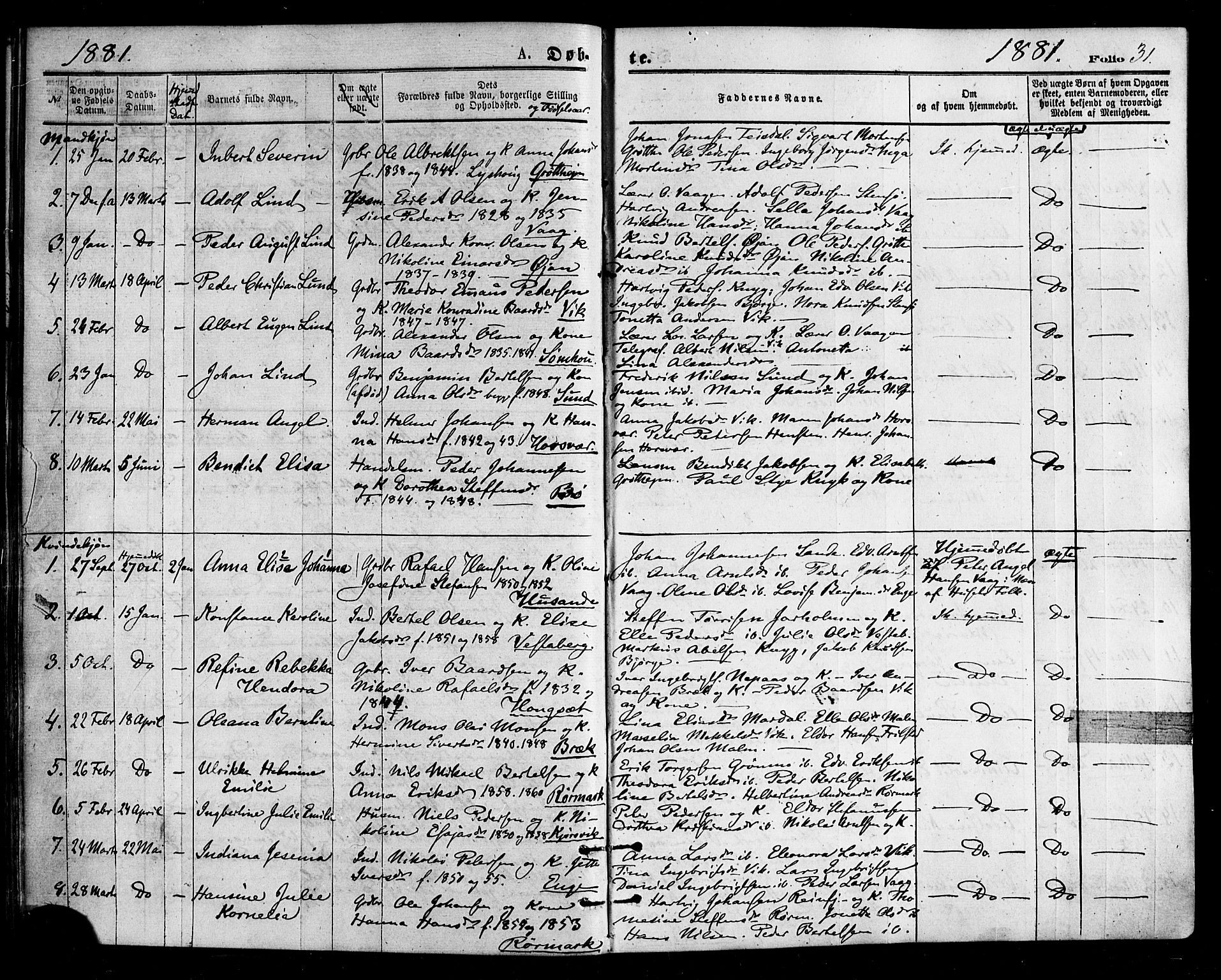 Ministerialprotokoller, klokkerbøker og fødselsregistre - Nordland, SAT/A-1459/812/L0177: Parish register (official) no. 812A06, 1875-1885, p. 31