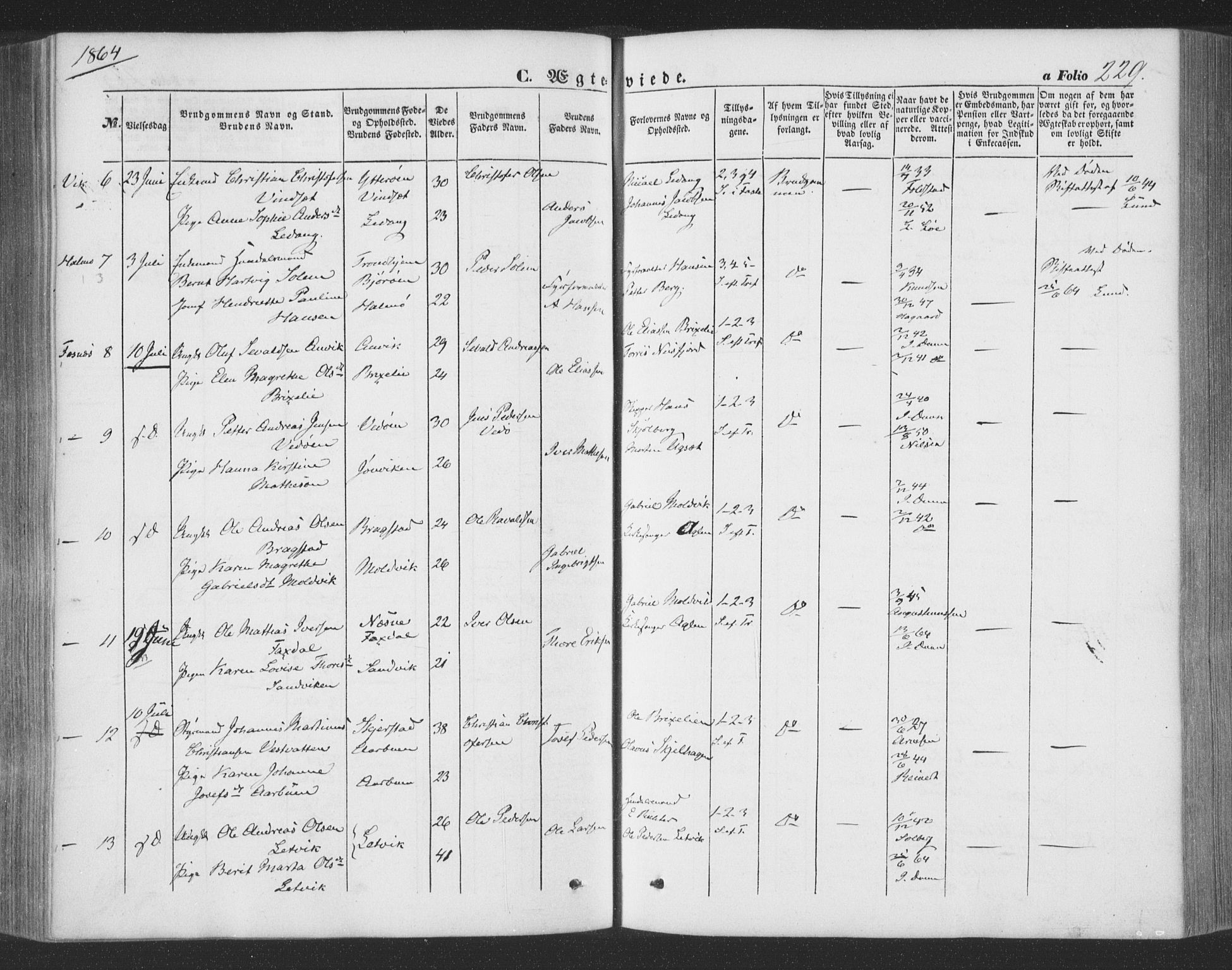 Ministerialprotokoller, klokkerbøker og fødselsregistre - Nord-Trøndelag, SAT/A-1458/773/L0615: Parish register (official) no. 773A06, 1857-1870, p. 229