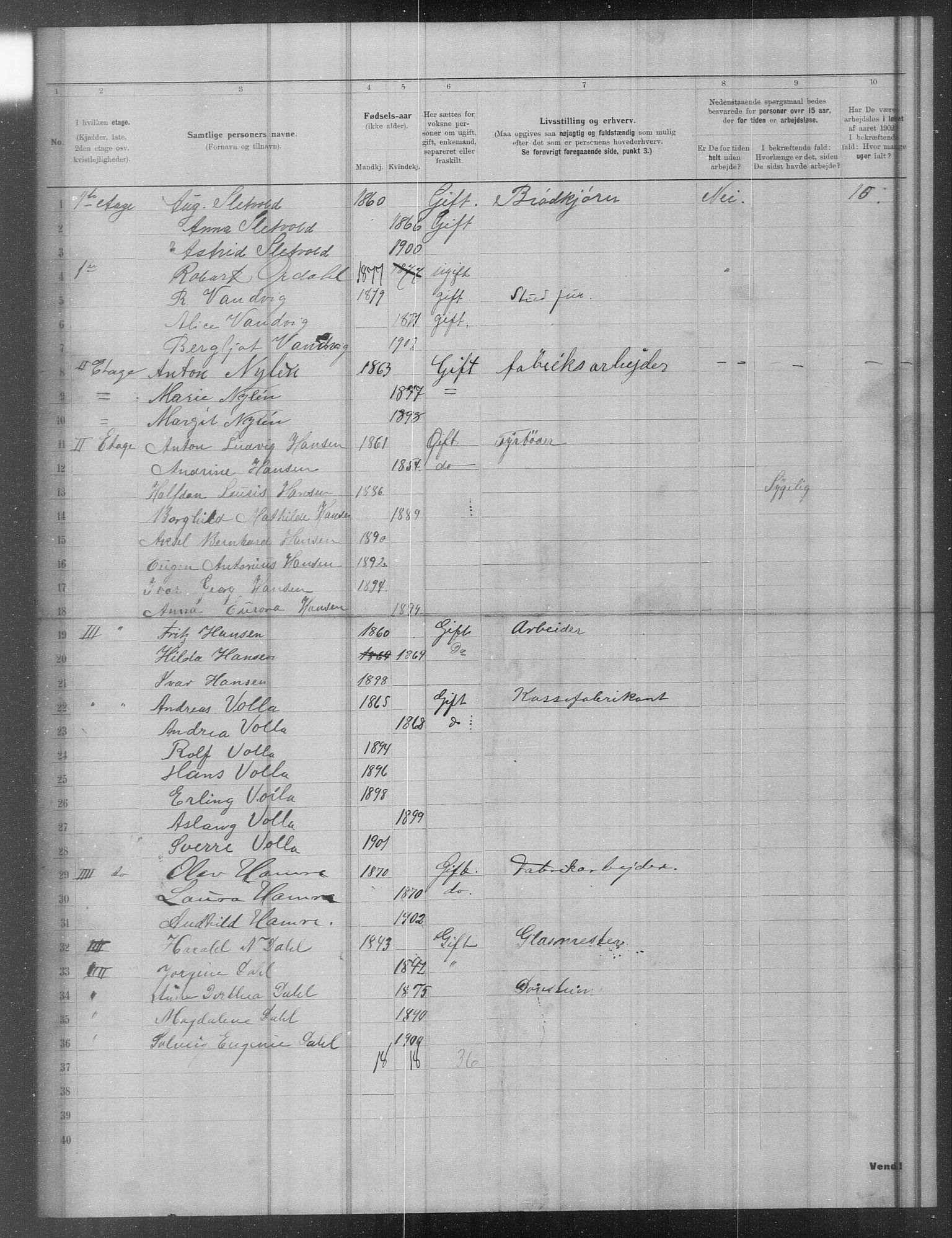 OBA, Municipal Census 1902 for Kristiania, 1902, p. 16952