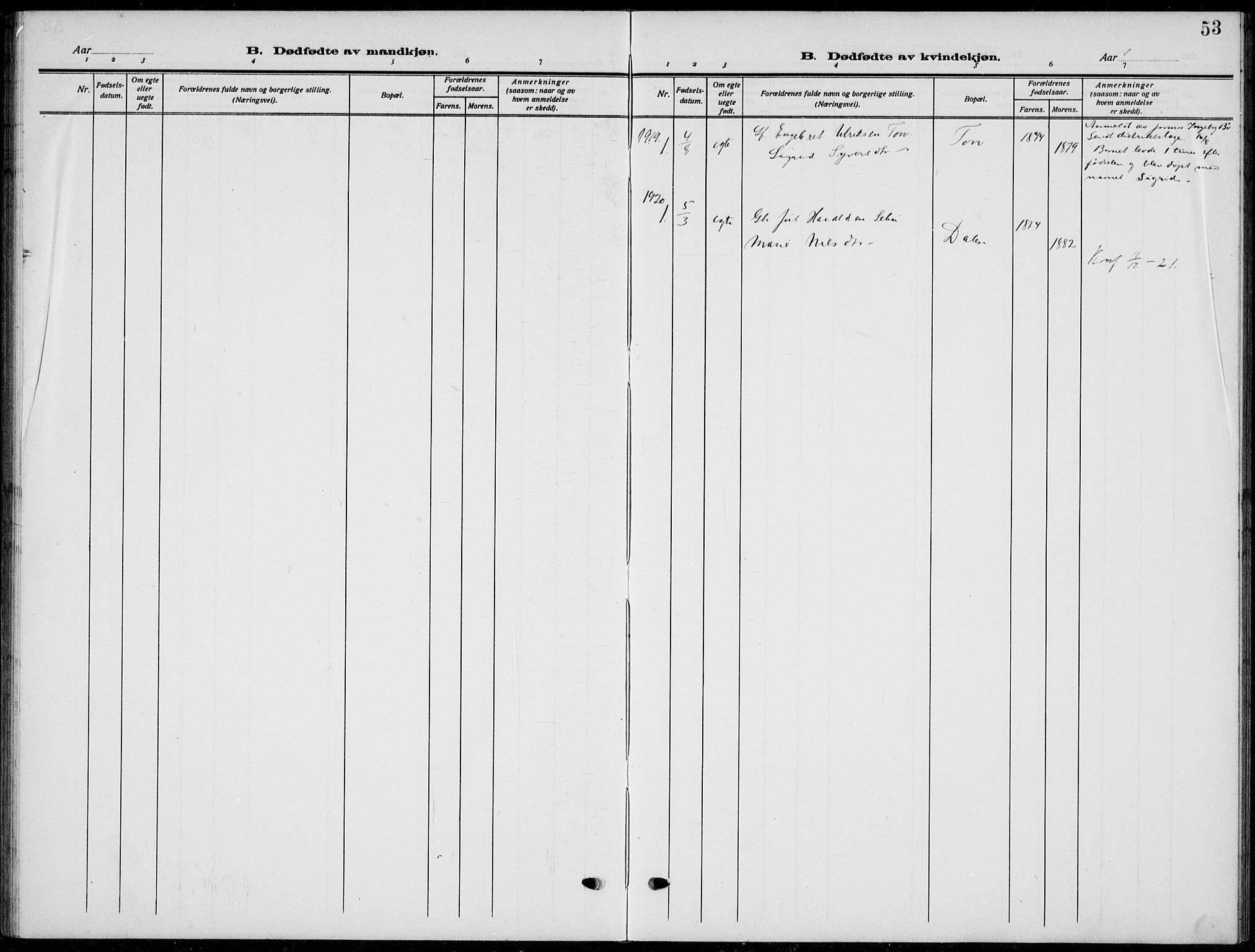 Nord-Aurdal prestekontor, SAH/PREST-132/H/Ha/Hab/L0015: Parish register (copy) no. 15, 1918-1935, p. 53