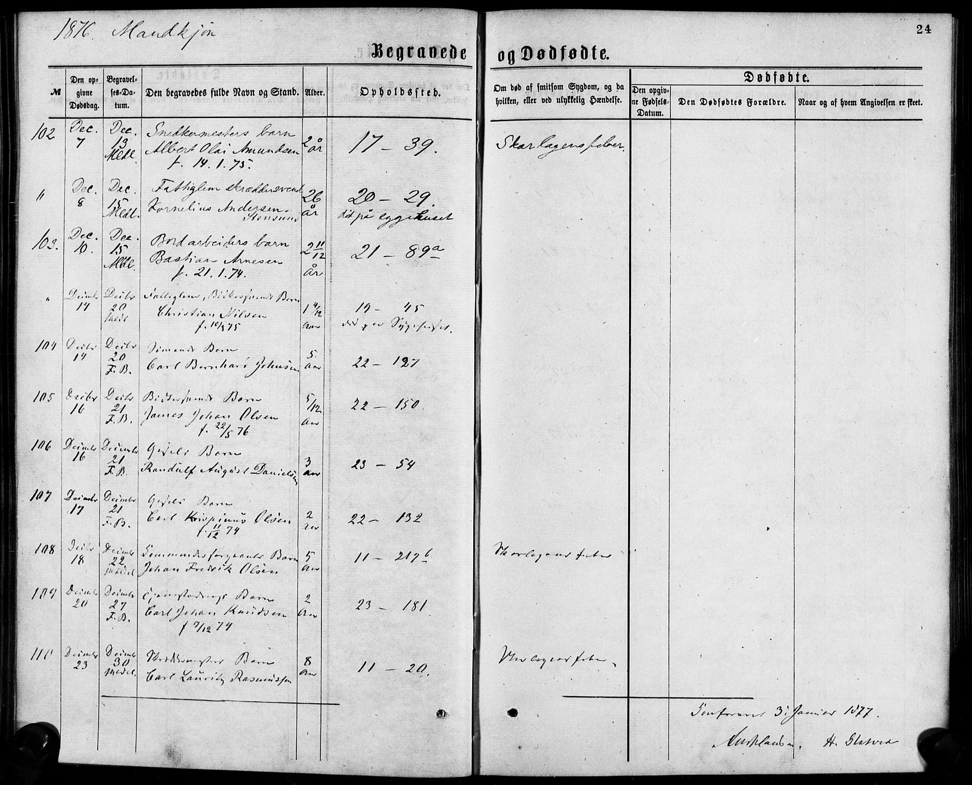 Korskirken sokneprestembete, AV/SAB-A-76101/H/Haa/L0046: Parish register (official) no. E 4, 1875-1883, p. 24