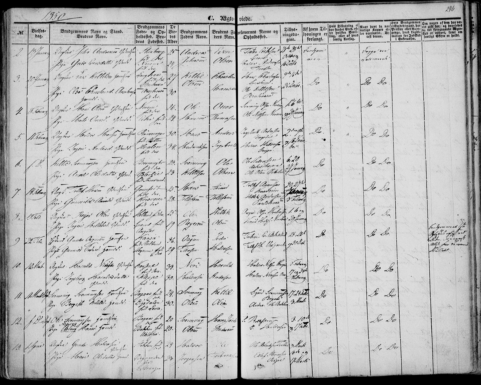 Bø kirkebøker, SAKO/A-257/F/Fa/L0008: Parish register (official) no. 8, 1849-1861, p. 246