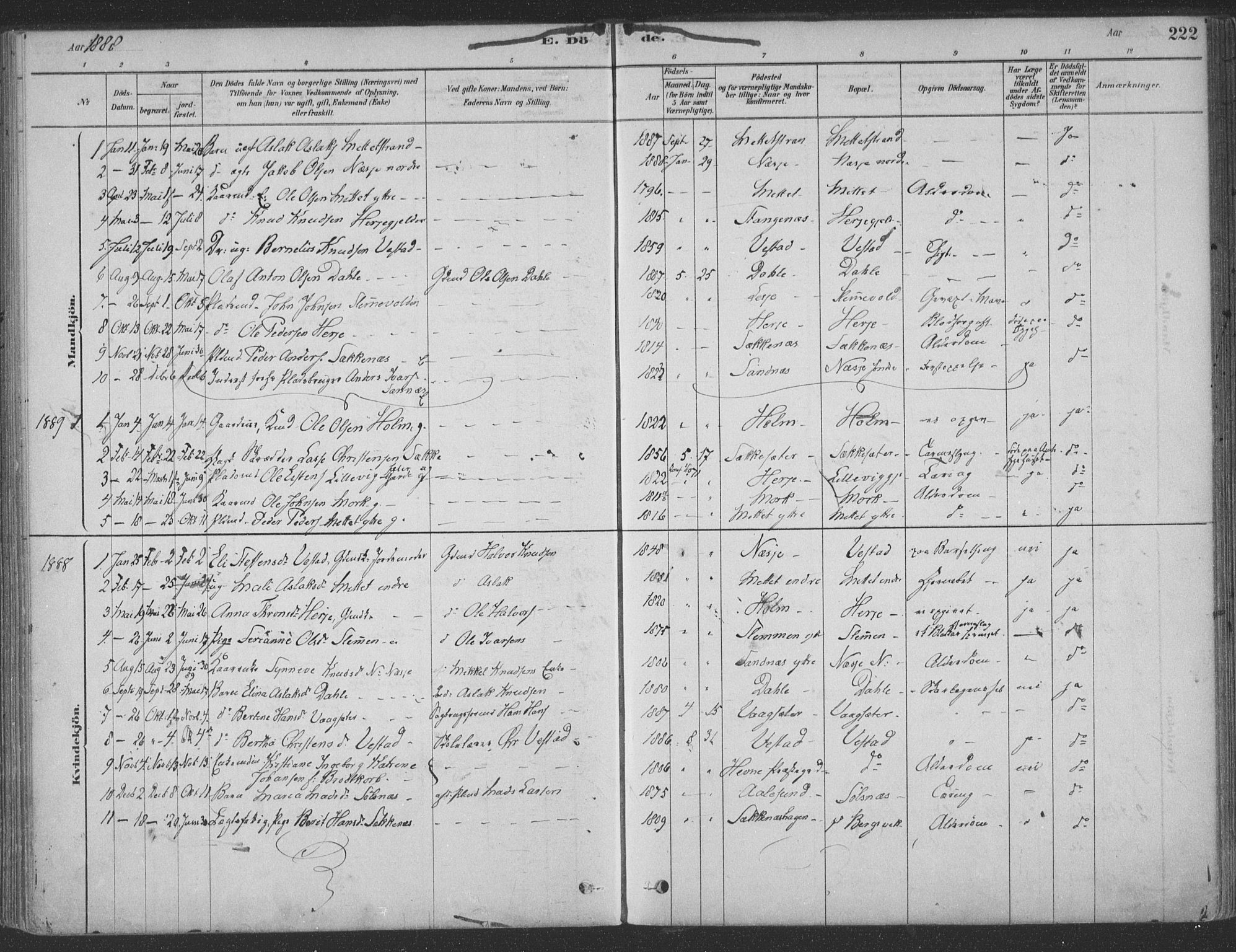 Ministerialprotokoller, klokkerbøker og fødselsregistre - Møre og Romsdal, AV/SAT-A-1454/547/L0604: Parish register (official) no. 547A06, 1878-1906, p. 222