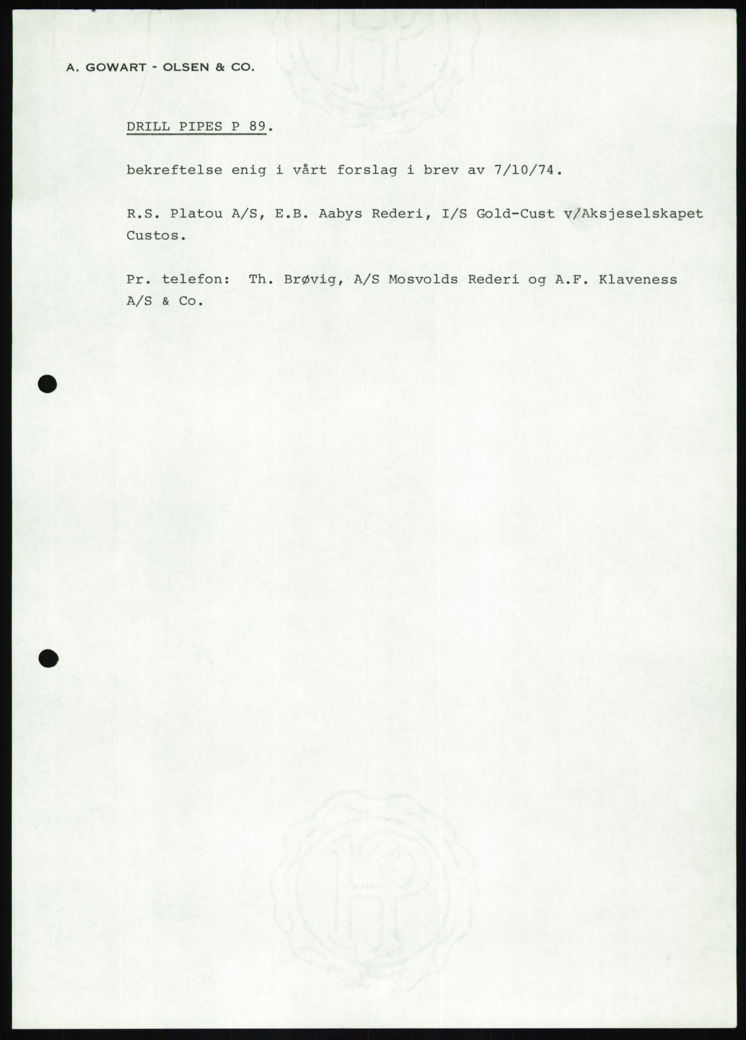 Pa 1503 - Stavanger Drilling AS, AV/SAST-A-101906/D/L0007: Korrespondanse og saksdokumenter, 1974-1981, p. 1081