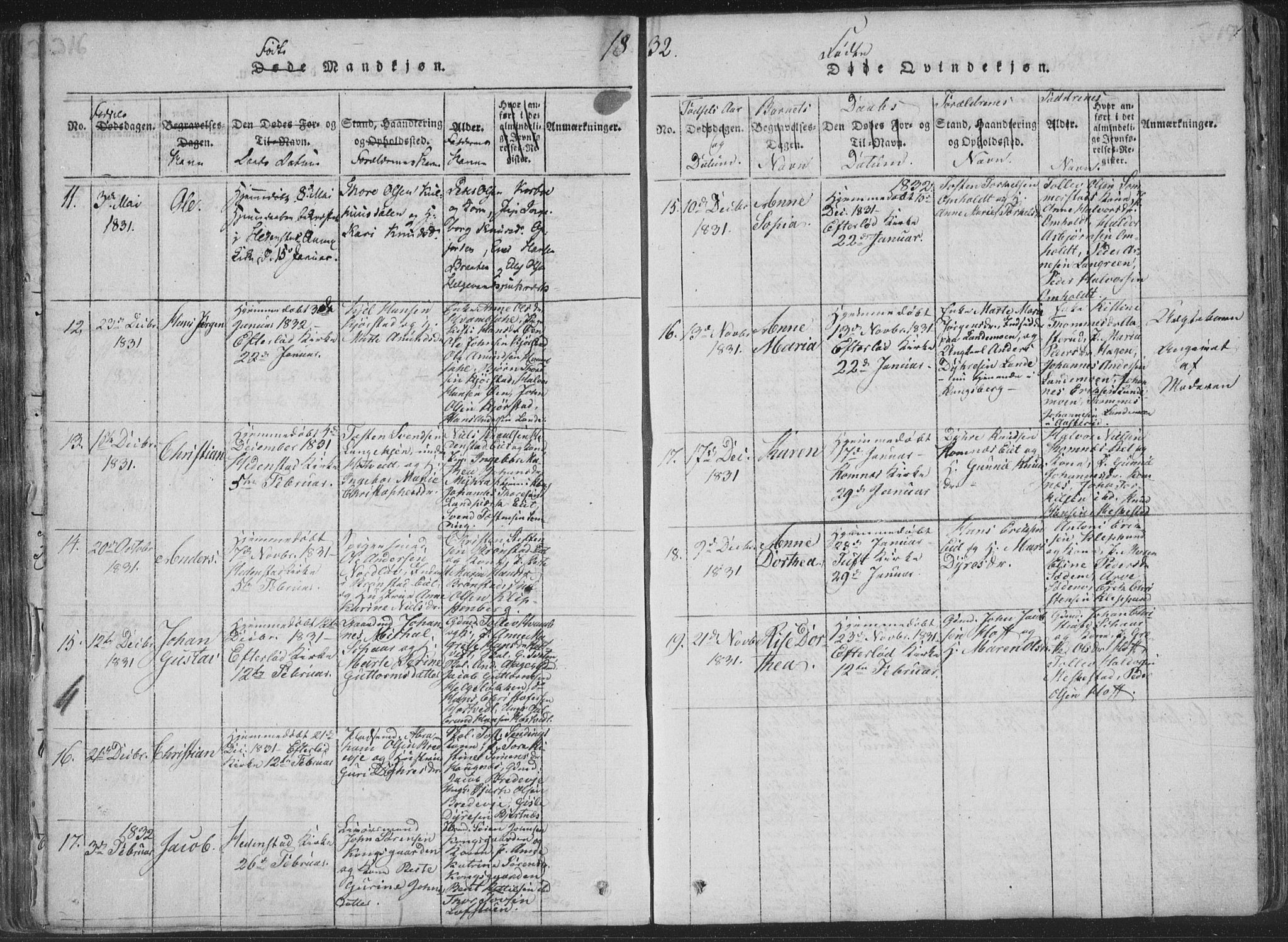 Sandsvær kirkebøker, AV/SAKO-A-244/F/Fa/L0004: Parish register (official) no. I 4, 1817-1839, p. 316-317