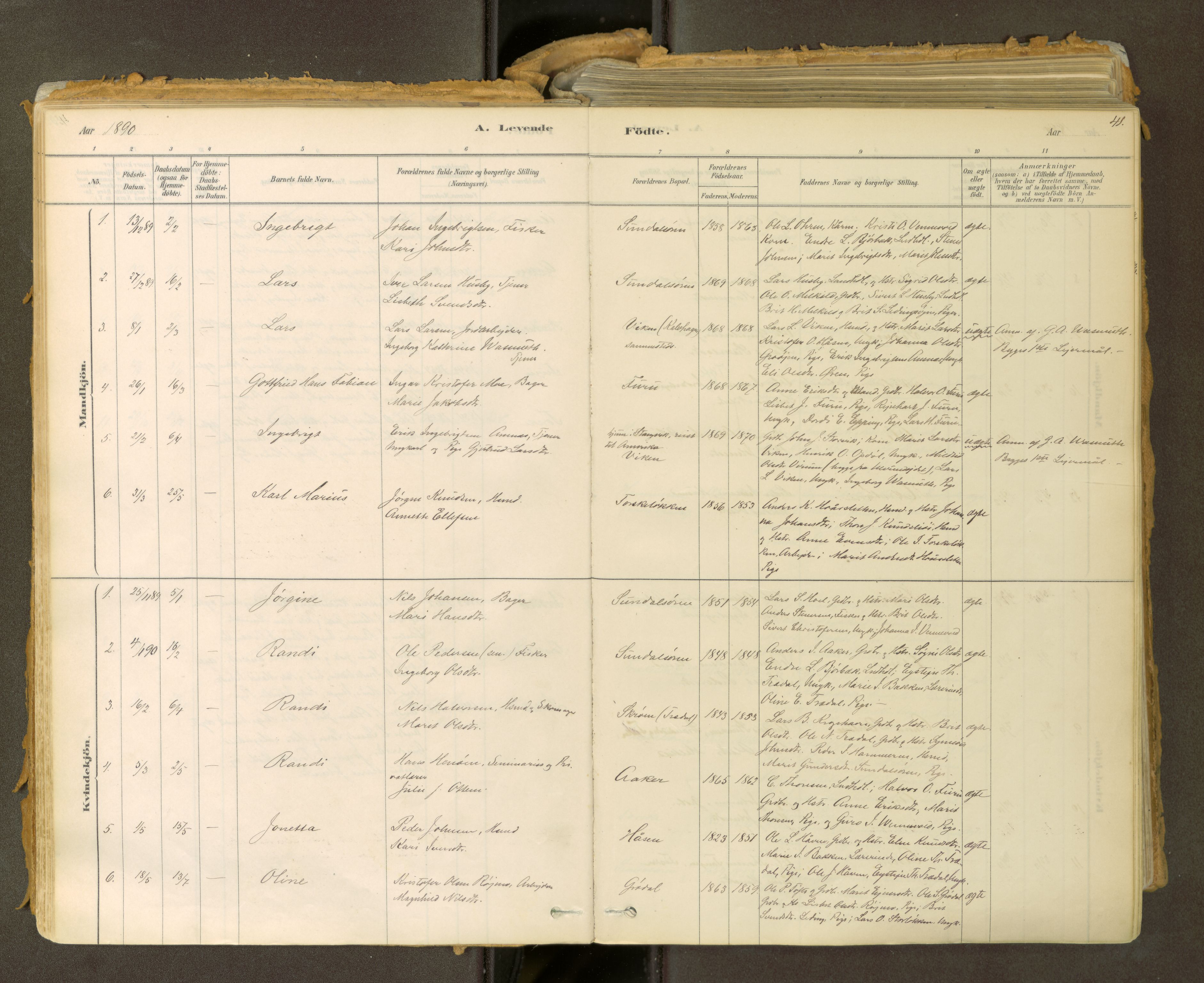 Sunndal sokneprestkontor, SAT/A-1085/1/I/I1/I1a: Parish register (official) no. 2, 1877-1914, p. 41