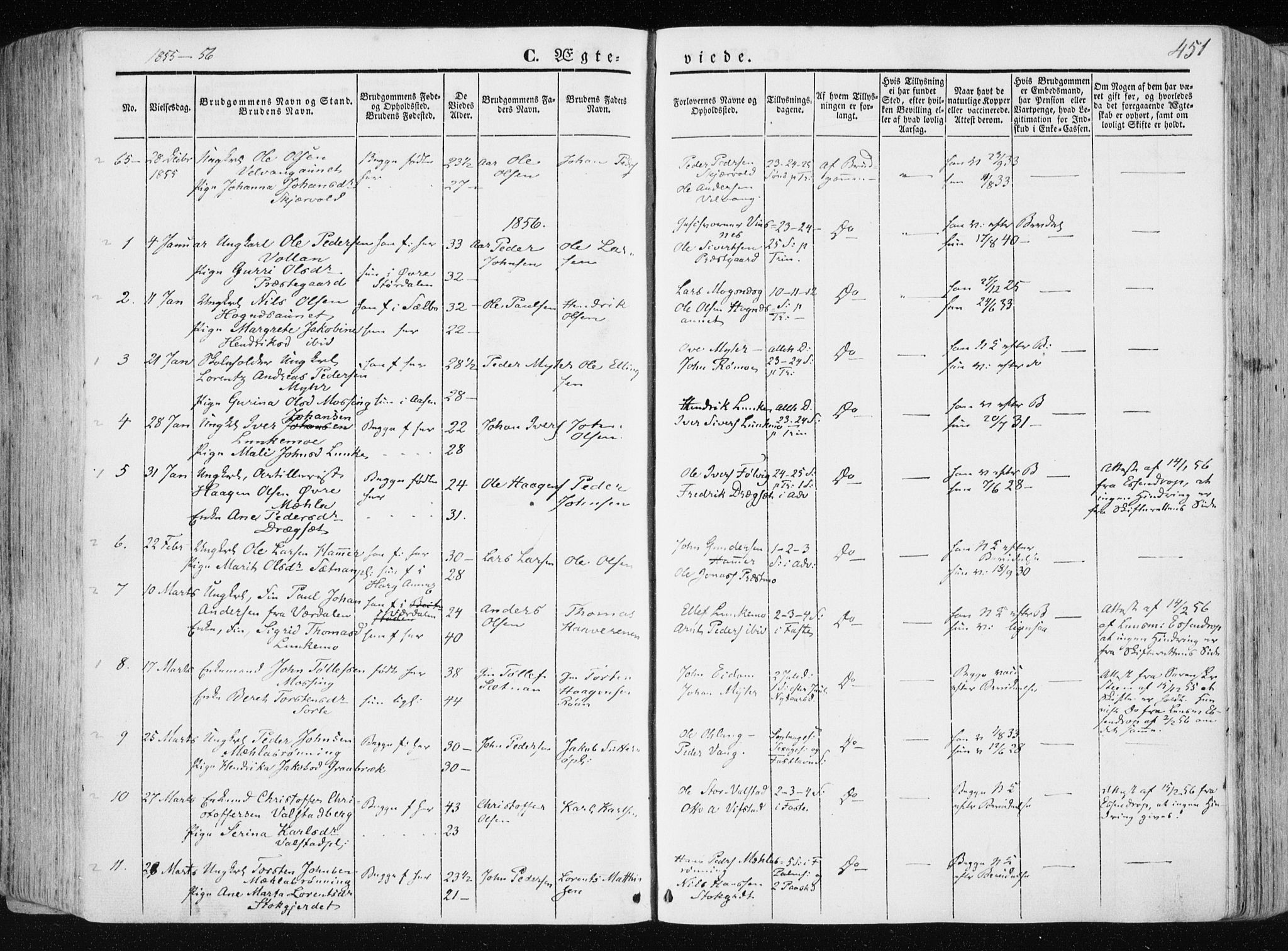 Ministerialprotokoller, klokkerbøker og fødselsregistre - Nord-Trøndelag, SAT/A-1458/709/L0074: Parish register (official) no. 709A14, 1845-1858, p. 451