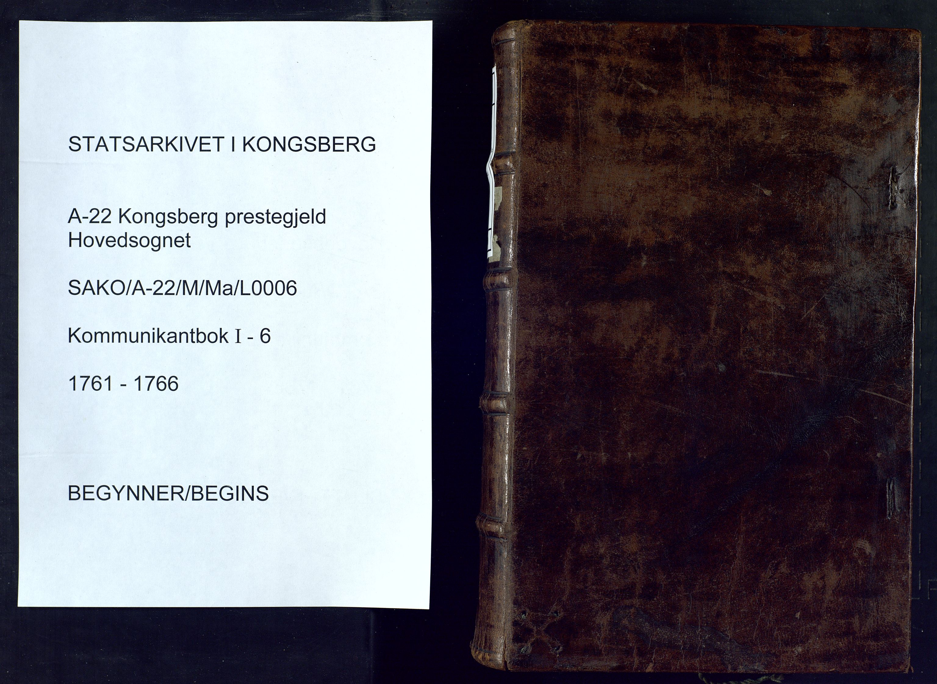 Kongsberg kirkebøker, SAKO/A-22/M/Ma/L0006: Communicants register no. 6, 1761-1766