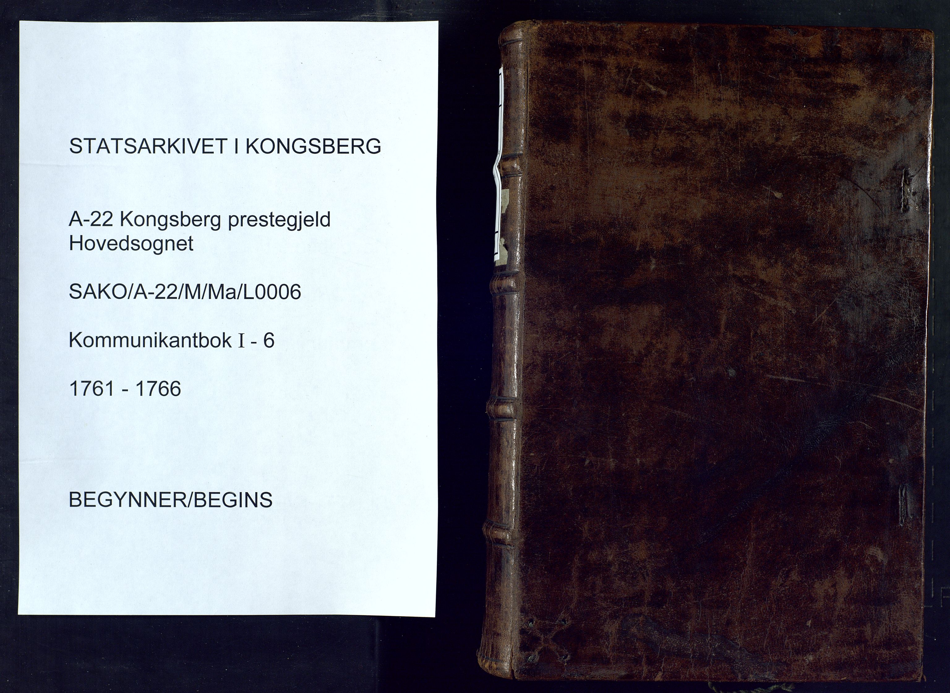 Kongsberg kirkebøker, AV/SAKO-A-22/M/Ma/L0006: Communicants register no. 6, 1761-1766