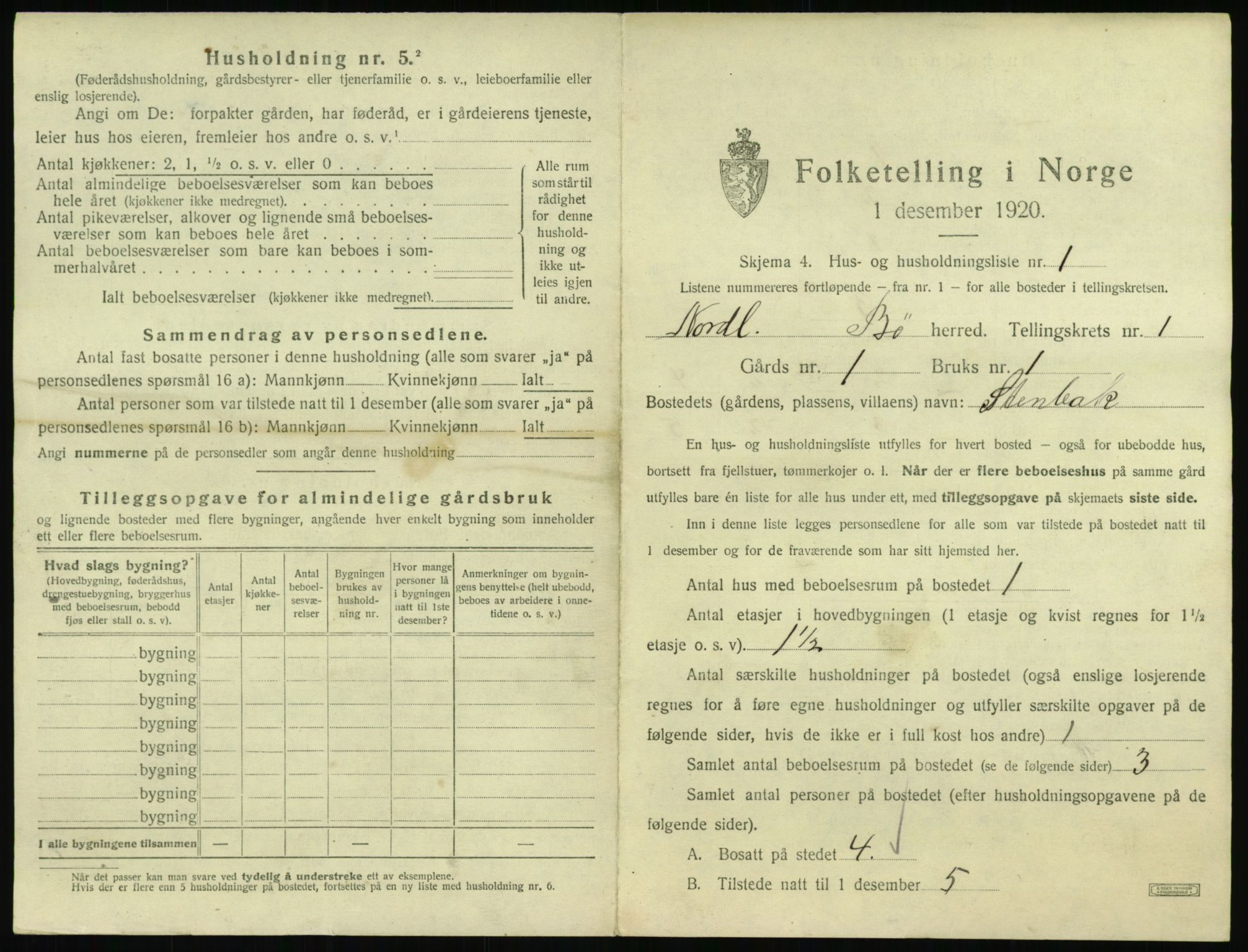 SAT, 1920 census for Bø, 1920, p. 56