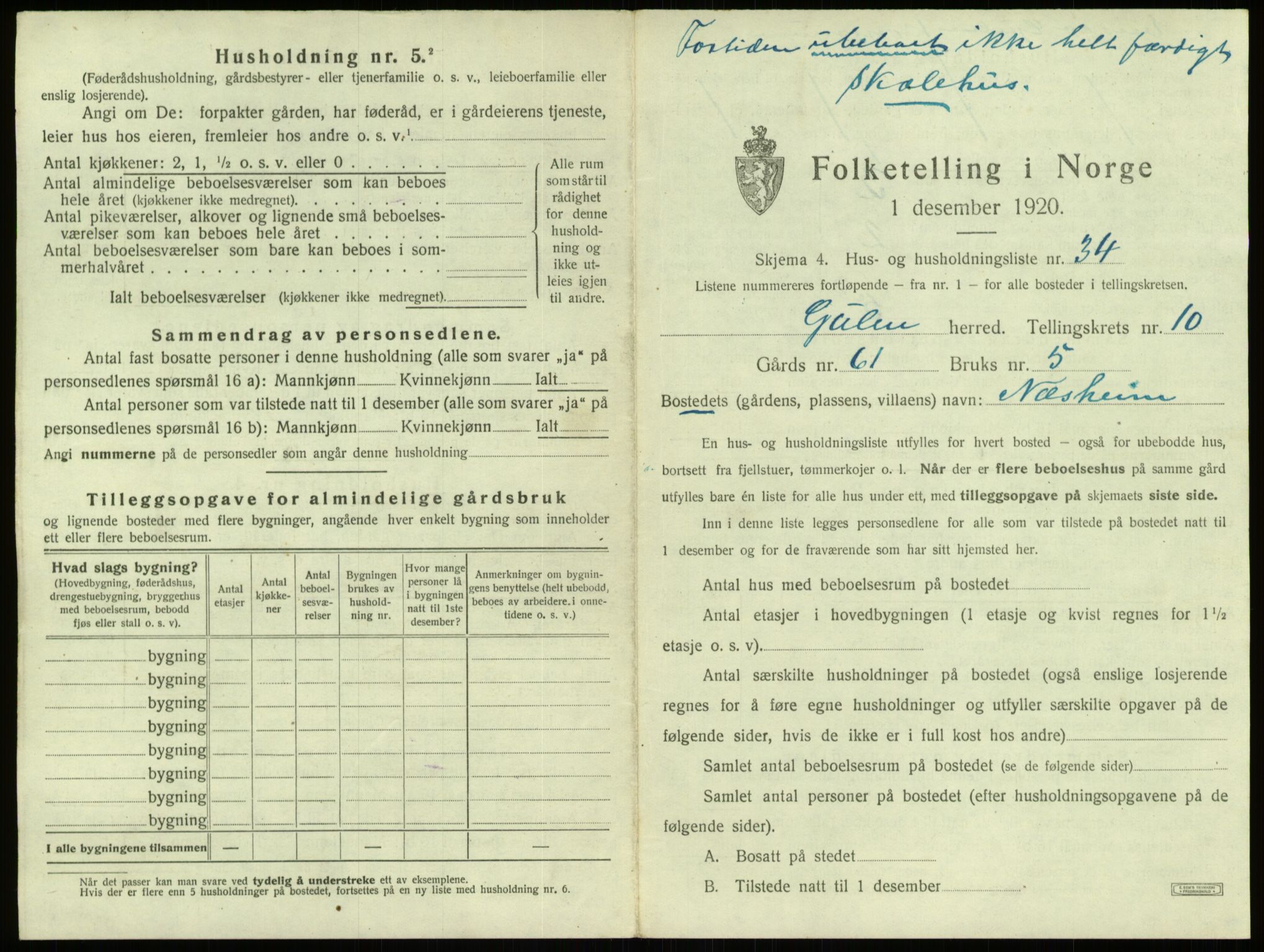 SAB, 1920 census for Gulen, 1920, p. 685