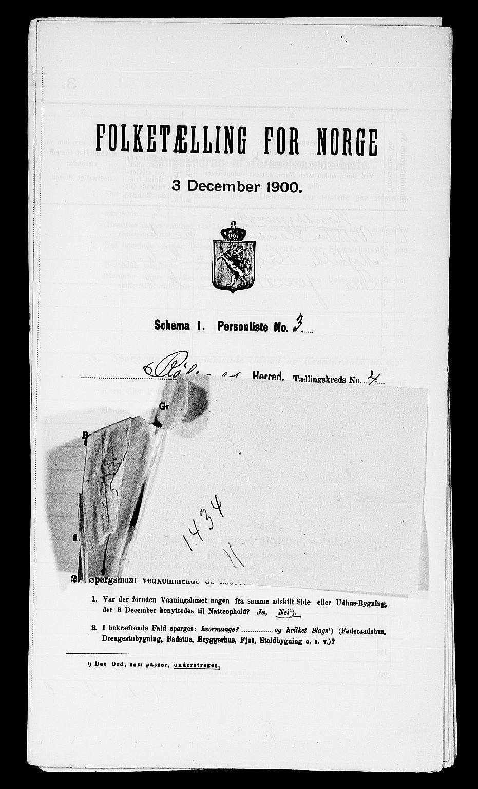 SAO, 1900 census for Rødenes, 1900