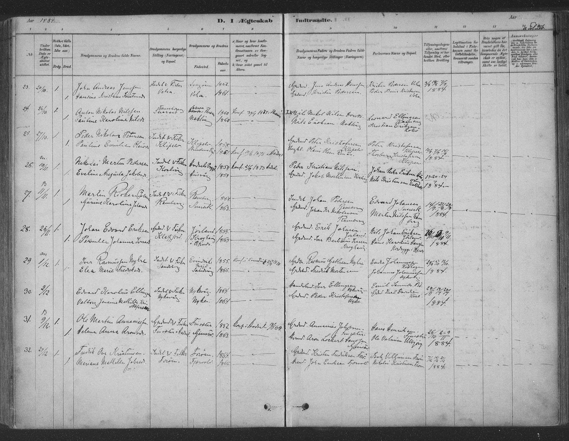 Ministerialprotokoller, klokkerbøker og fødselsregistre - Nordland, AV/SAT-A-1459/891/L1302: Parish register (official) no. 891A07, 1878-1895, p. 286