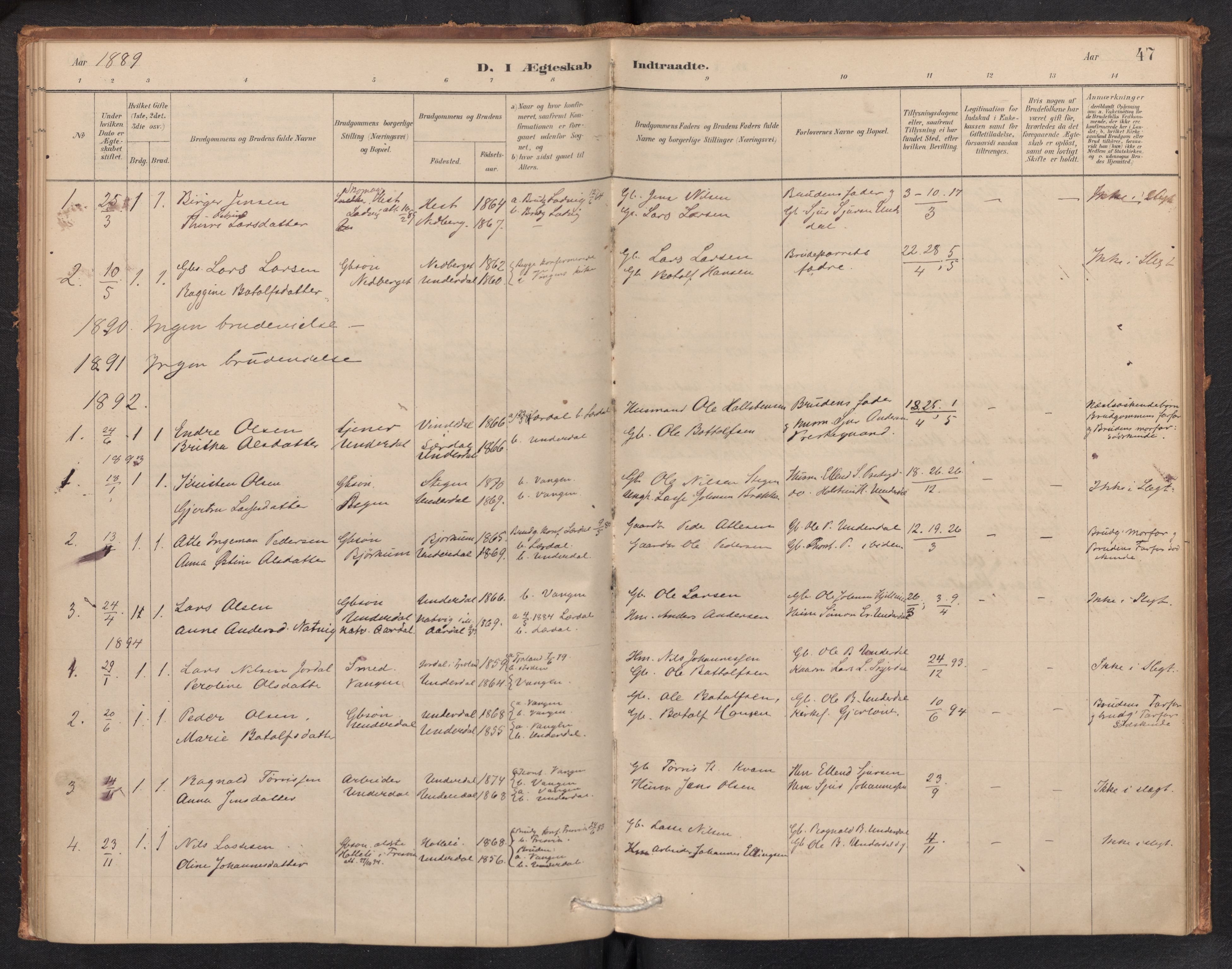 Aurland sokneprestembete, SAB/A-99937/H/Ha/Hae/L0001: Parish register (official) no. E 1, 1880-1907, p. 46b-47a