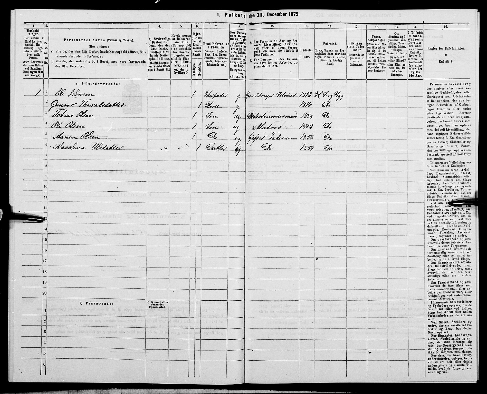 SAK, 1875 census for 1034P Hægebostad, 1875, p. 183