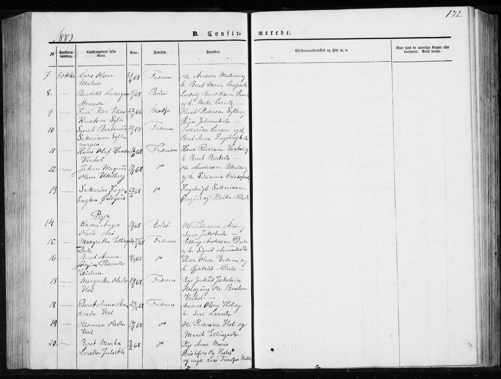 Ministerialprotokoller, klokkerbøker og fødselsregistre - Møre og Romsdal, AV/SAT-A-1454/565/L0754: Parish register (copy) no. 565C03, 1870-1896, p. 172