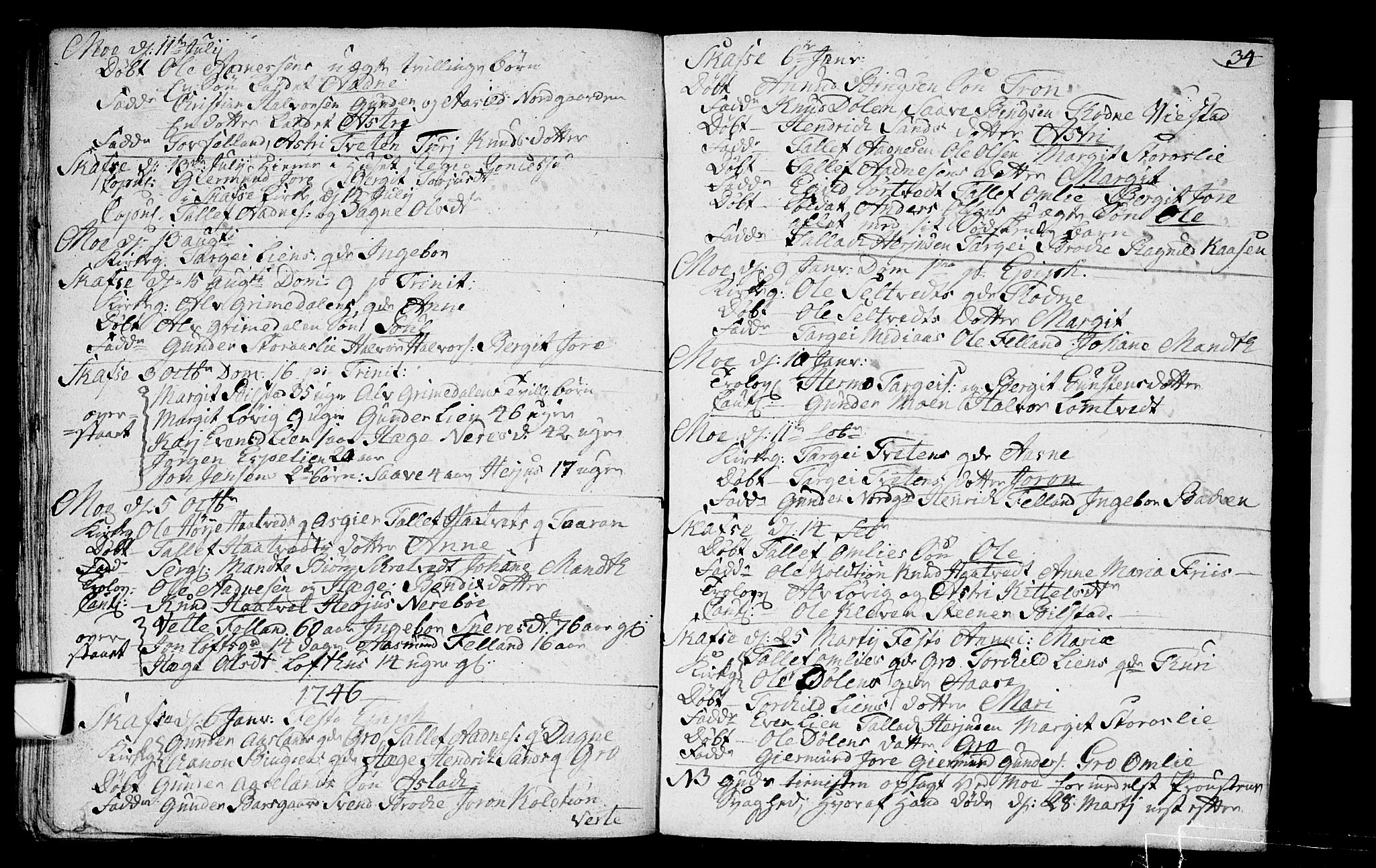 Mo kirkebøker, SAKO/A-286/F/Fa/L0001: Parish register (official) no. I 1, 1724-1748, p. 34