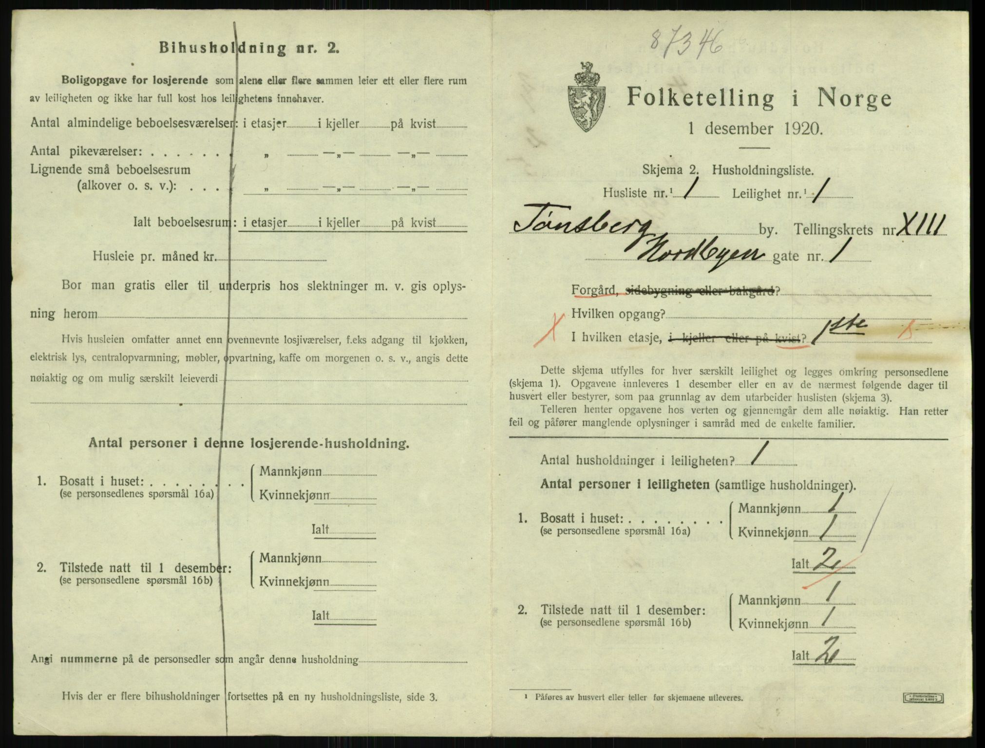 SAKO, 1920 census for Tønsberg, 1920, p. 5461