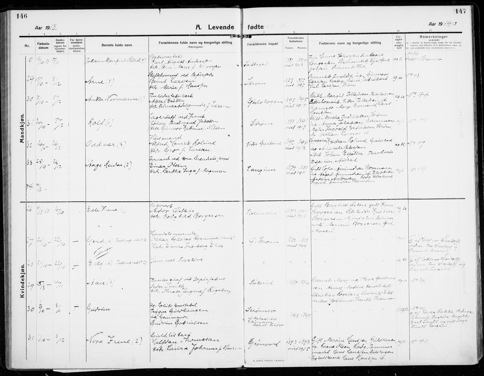 Strømsgodset kirkebøker, AV/SAKO-A-324/F/Fa/L0002: Parish register (official) no. 2, 1910-1920, p. 146-147