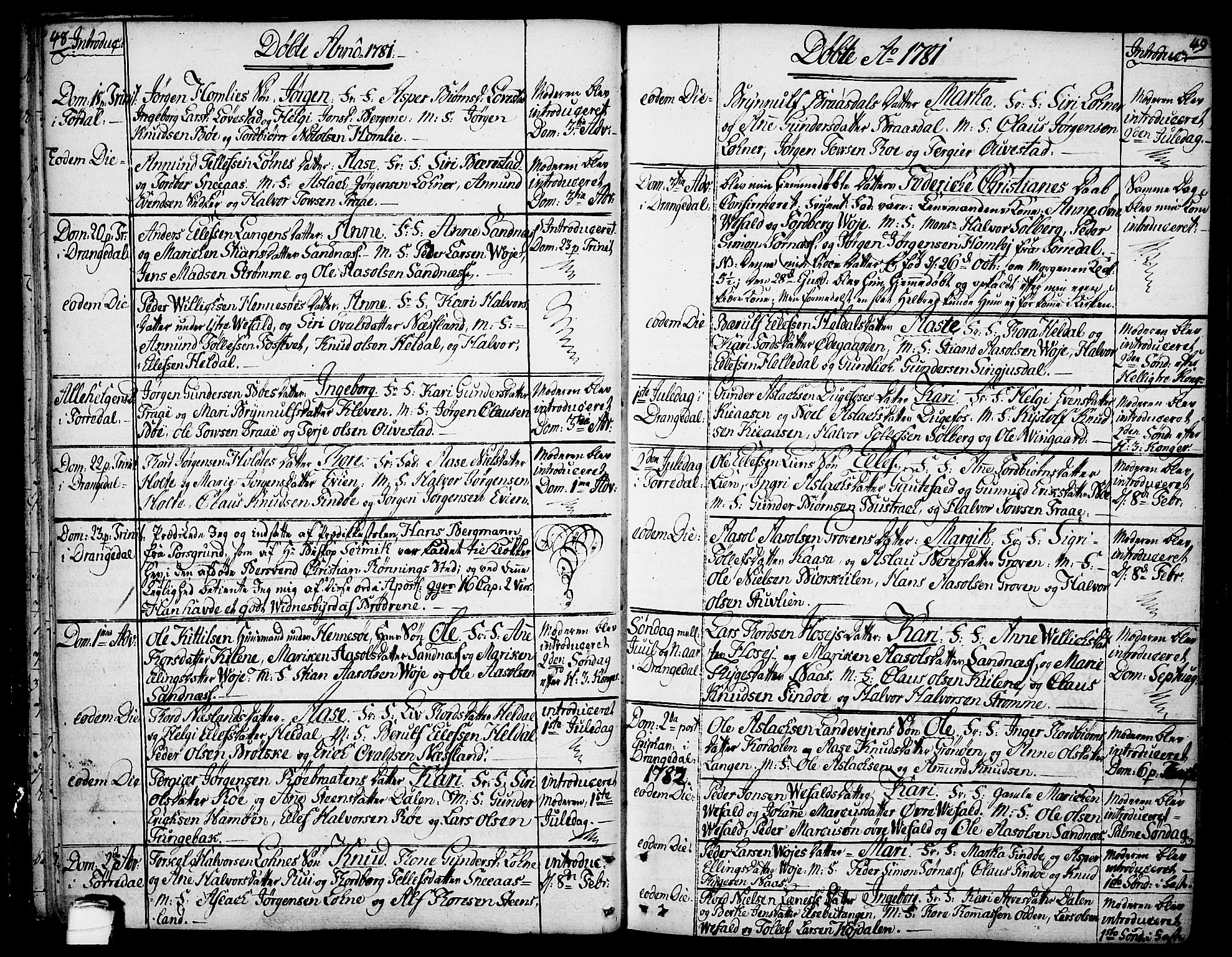 Drangedal kirkebøker, SAKO/A-258/F/Fa/L0003: Parish register (official) no. 3, 1768-1814, p. 48-49