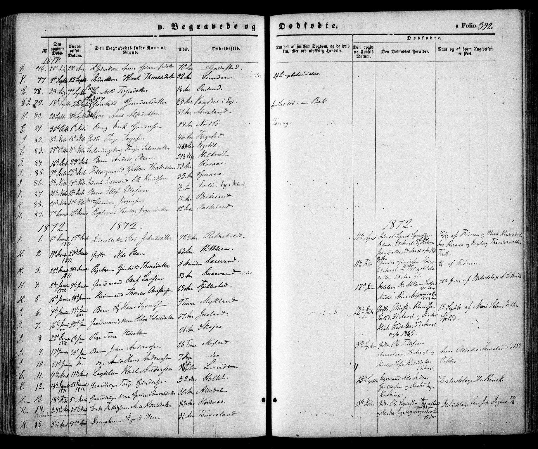 Evje sokneprestkontor, SAK/1111-0008/F/Fa/Faa/L0006: Parish register (official) no. A 6, 1866-1884, p. 352