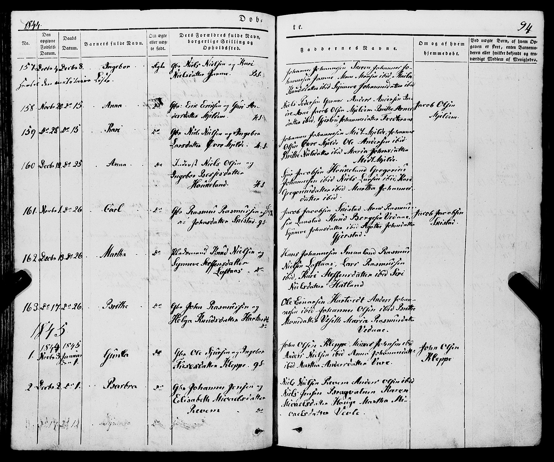 Haus sokneprestembete, AV/SAB-A-75601/H/Haa: Parish register (official) no. A 15, 1838-1847, p. 94