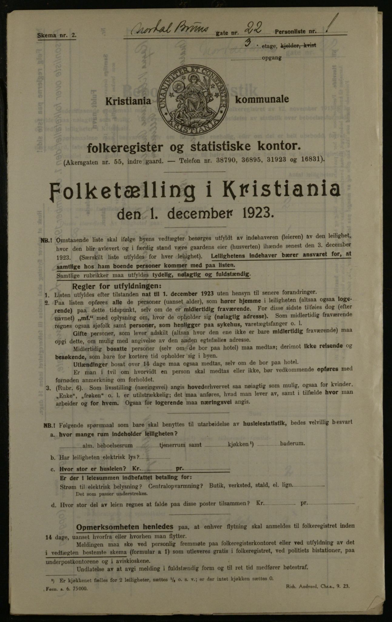 OBA, Municipal Census 1923 for Kristiania, 1923, p. 79631