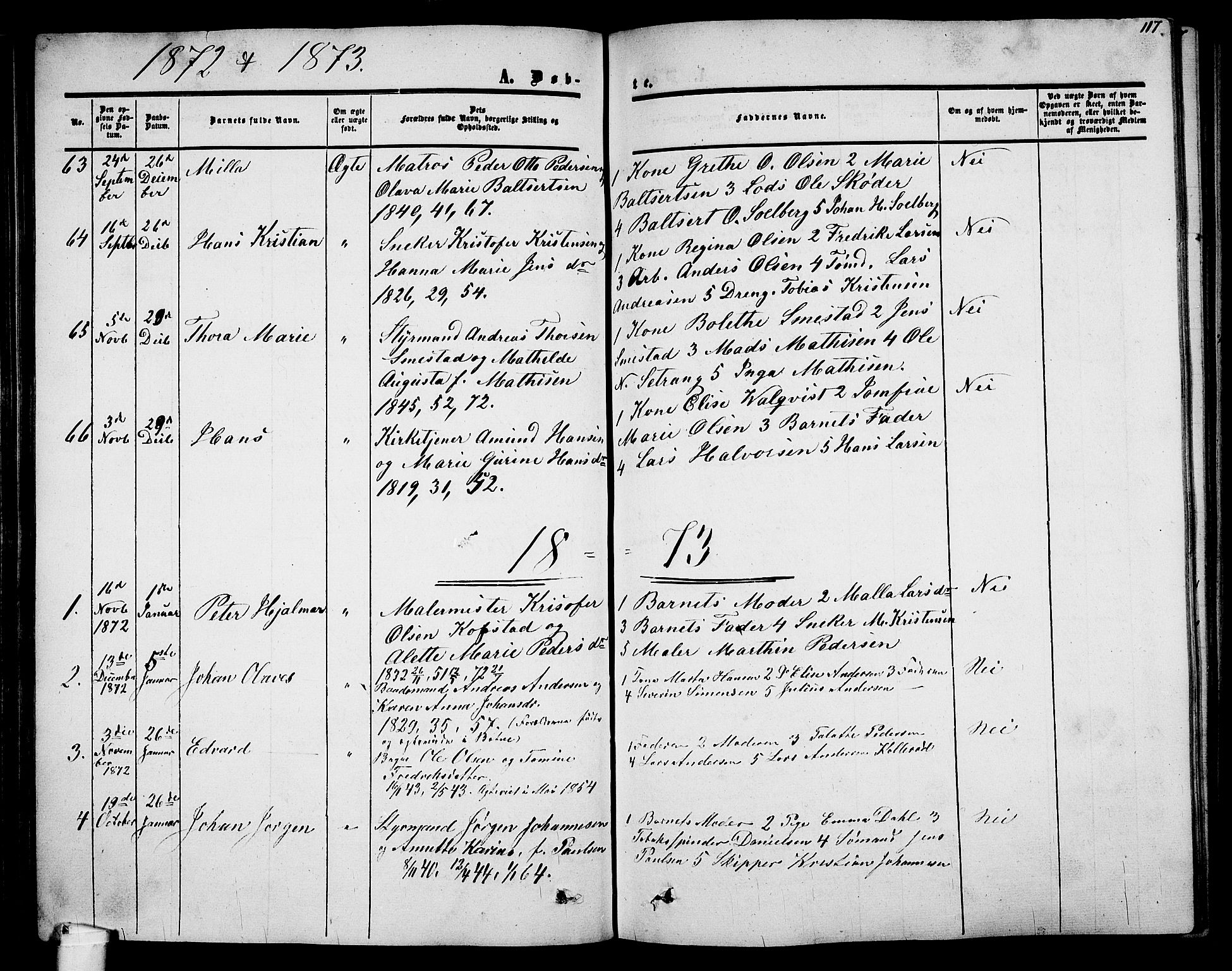 Holmestrand kirkebøker, AV/SAKO-A-346/G/Ga/L0003: Parish register (copy) no. 3, 1849-1874, p. 117