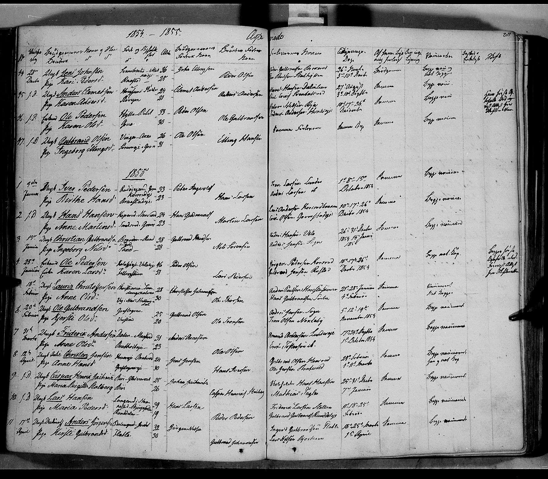 Jevnaker prestekontor, SAH/PREST-116/H/Ha/Haa/L0006: Parish register (official) no. 6, 1837-1857, p. 211