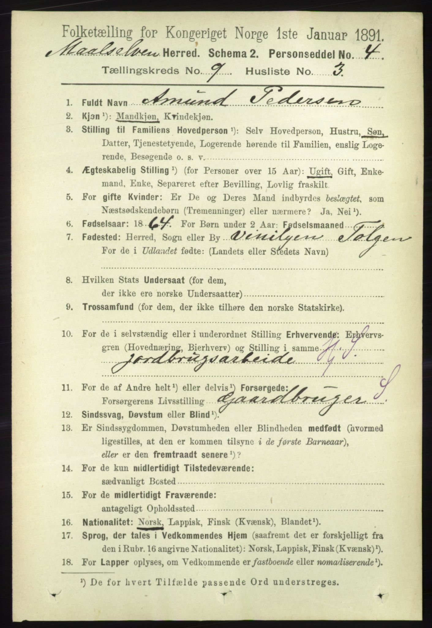 RA, 1891 census for 1924 Målselv, 1891, p. 2762