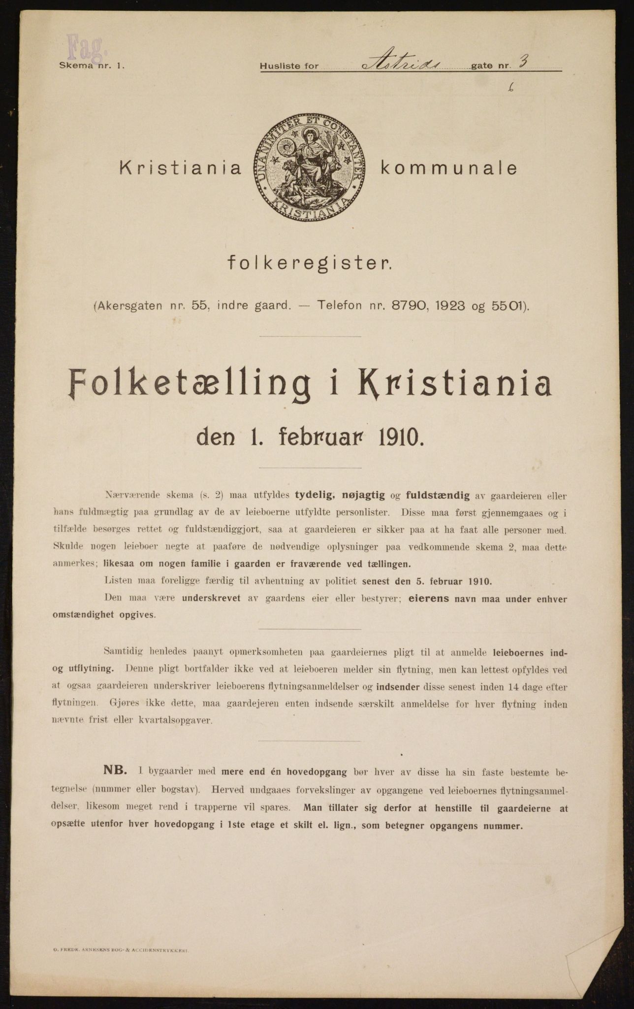 OBA, Municipal Census 1910 for Kristiania, 1910, p. 2337