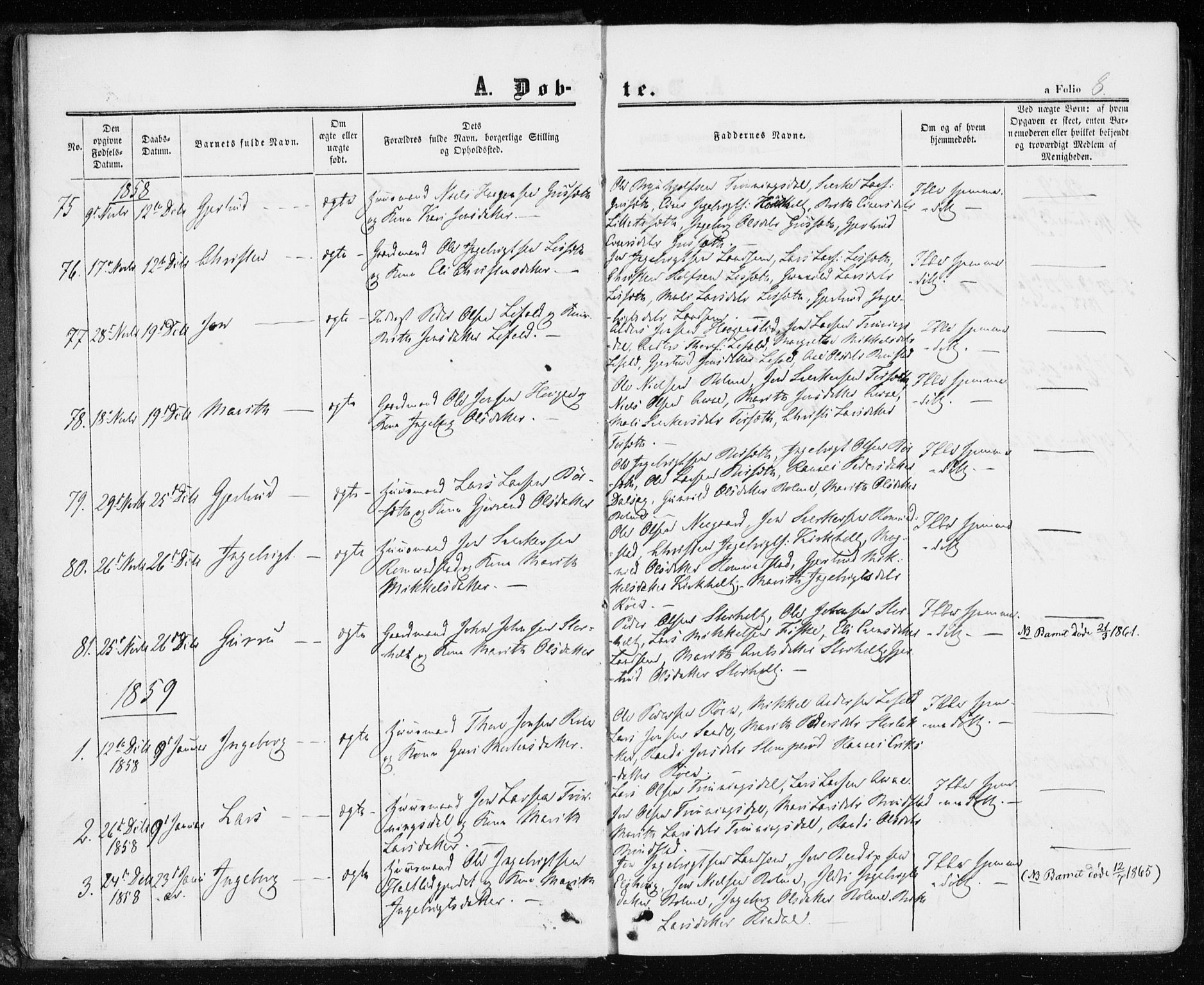 Ministerialprotokoller, klokkerbøker og fødselsregistre - Møre og Romsdal, AV/SAT-A-1454/598/L1067: Parish register (official) no. 598A01, 1858-1871, p. 8