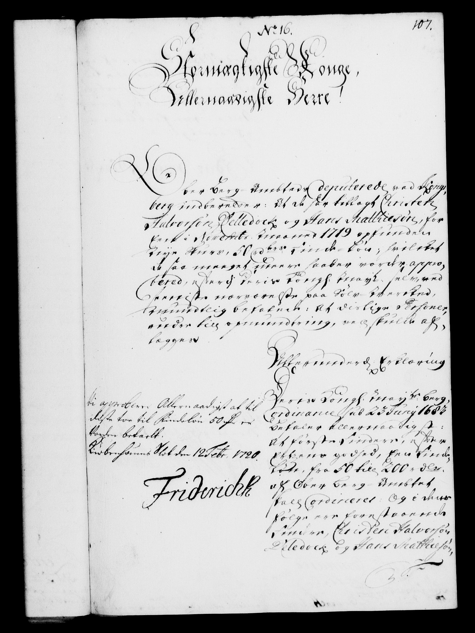 Rentekammeret, Kammerkanselliet, RA/EA-3111/G/Gf/Gfa/L0002: Norsk relasjons- og resolusjonsprotokoll (merket RK 52.2), 1720, p. 107