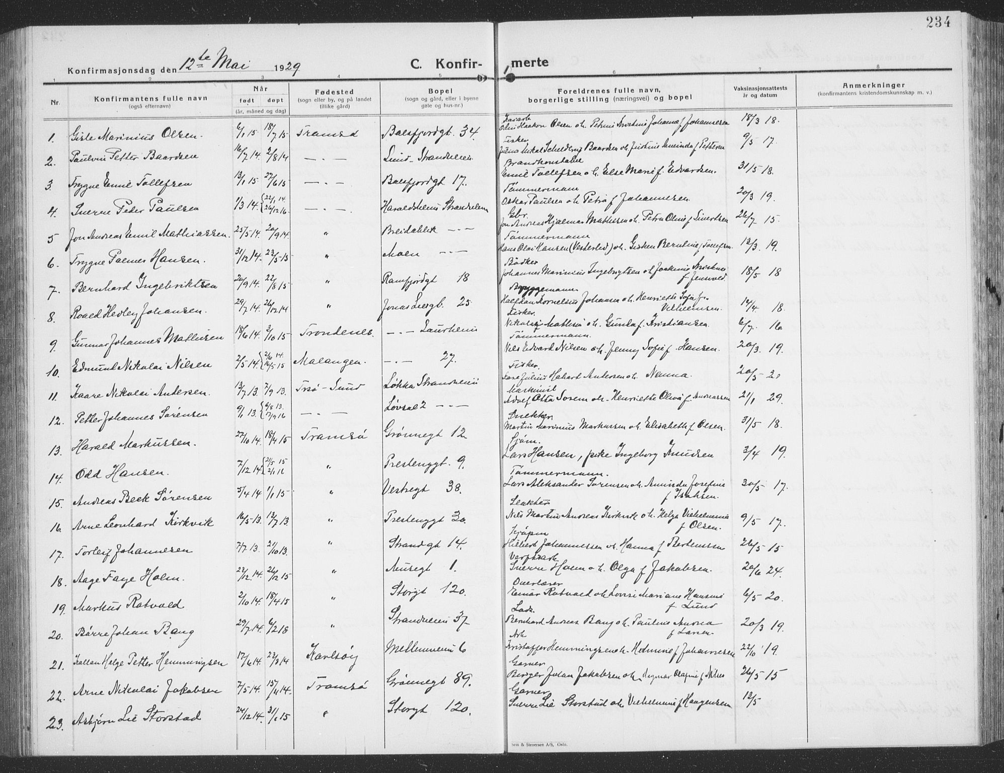 Tromsø sokneprestkontor/stiftsprosti/domprosti, SATØ/S-1343/G/Gb/L0010klokker: Parish register (copy) no. 10, 1925-1937, p. 234