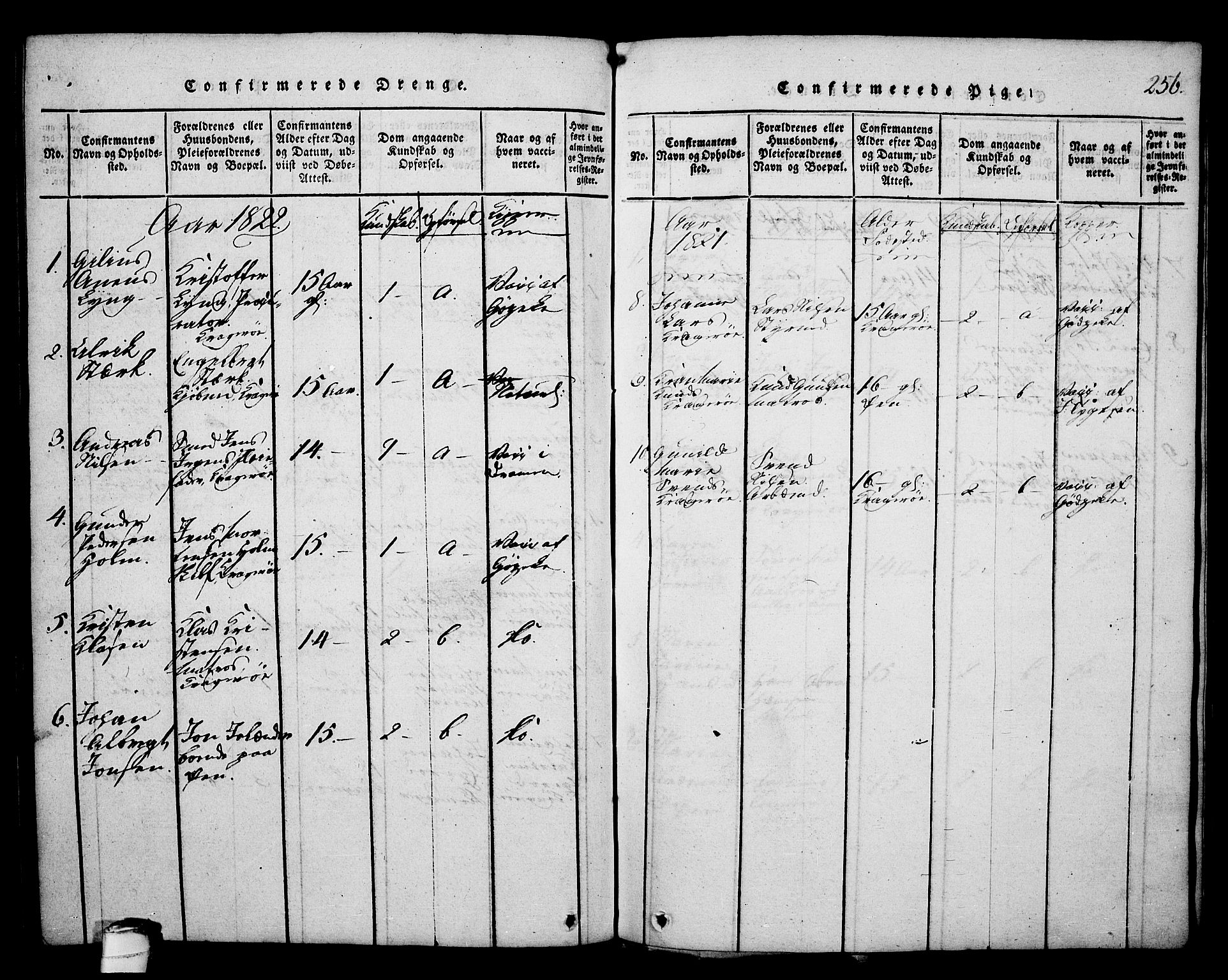 Kragerø kirkebøker, SAKO/A-278/G/Ga/L0002: Parish register (copy) no. 2, 1814-1831, p. 256