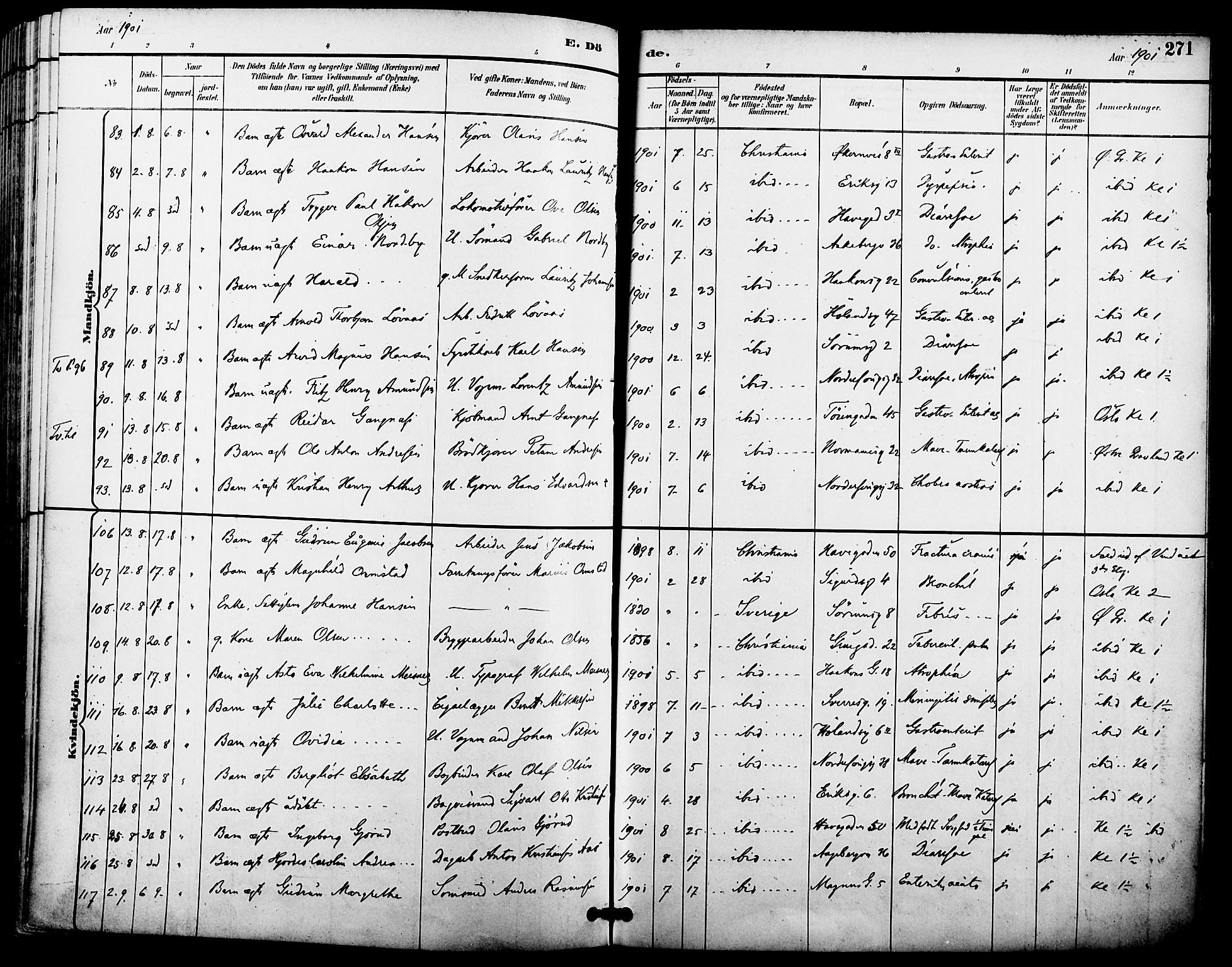 Kampen prestekontor Kirkebøker, SAO/A-10853/F/Fa/L0008: Parish register (official) no. I 8, 1892-1902, p. 271