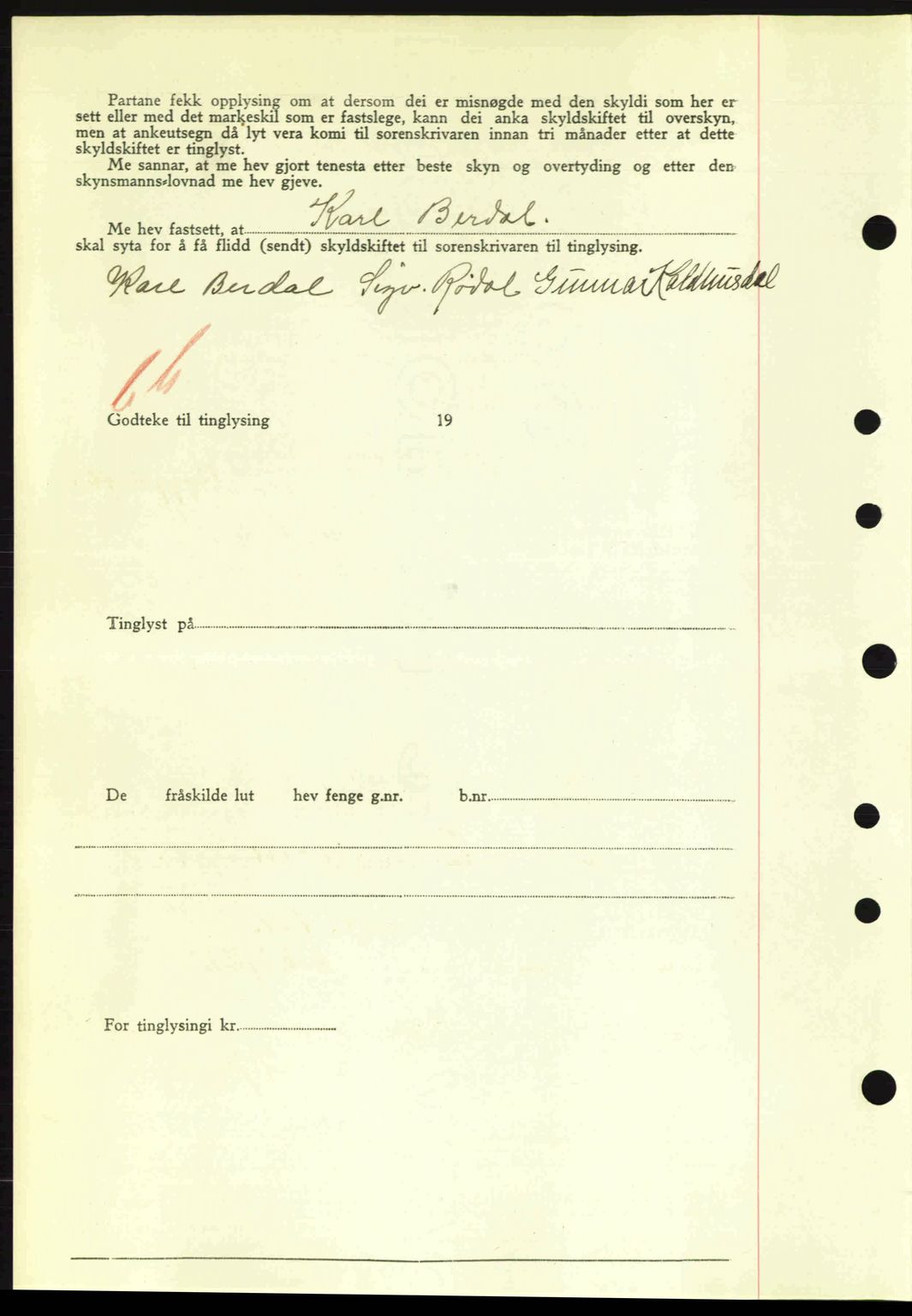 Nordre Sunnmøre sorenskriveri, AV/SAT-A-0006/1/2/2C/2Ca: Mortgage book no. A16, 1943-1943, Diary no: : 1430/1943