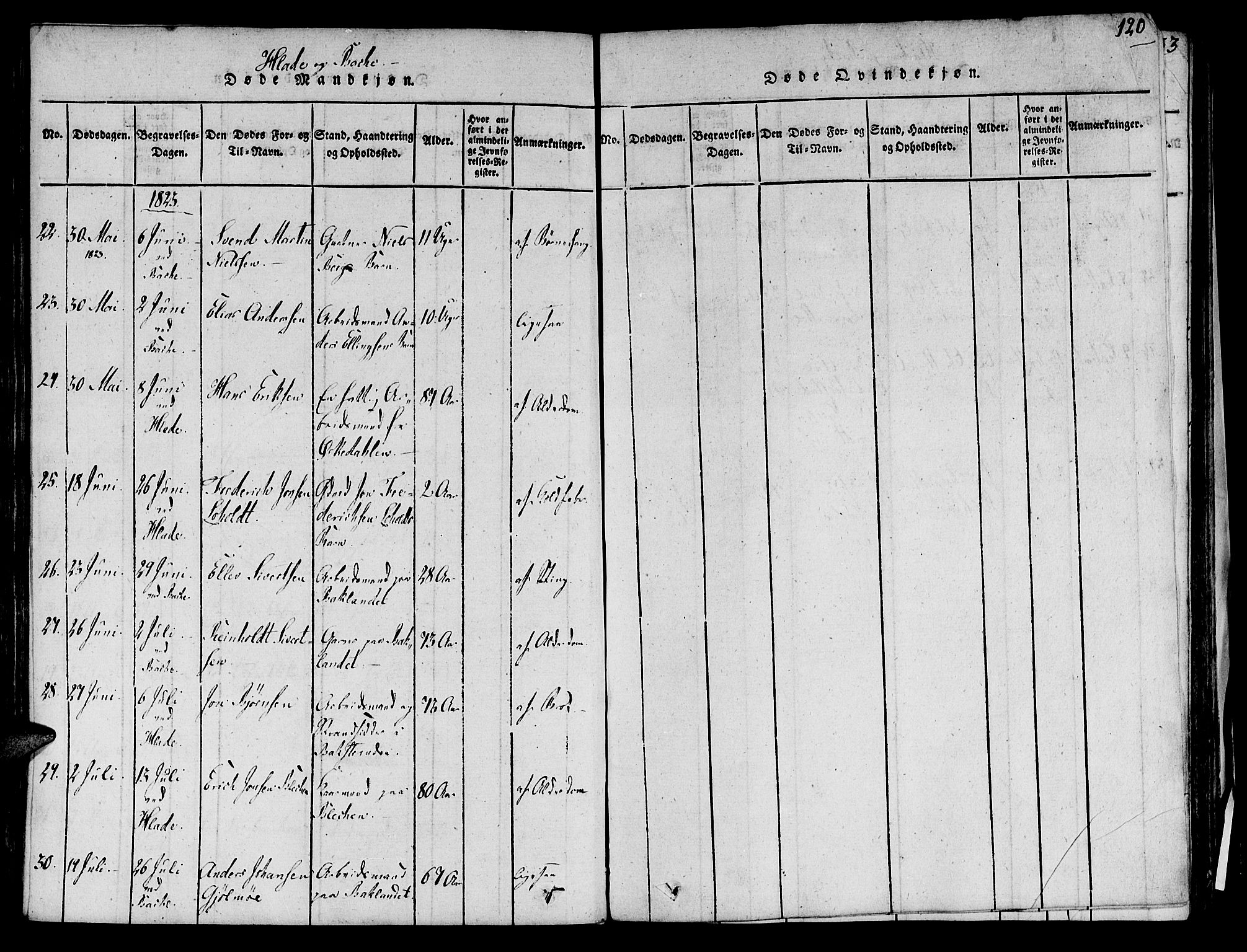 Ministerialprotokoller, klokkerbøker og fødselsregistre - Sør-Trøndelag, AV/SAT-A-1456/606/L0283: Parish register (official) no. 606A03 /1, 1818-1823, p. 120