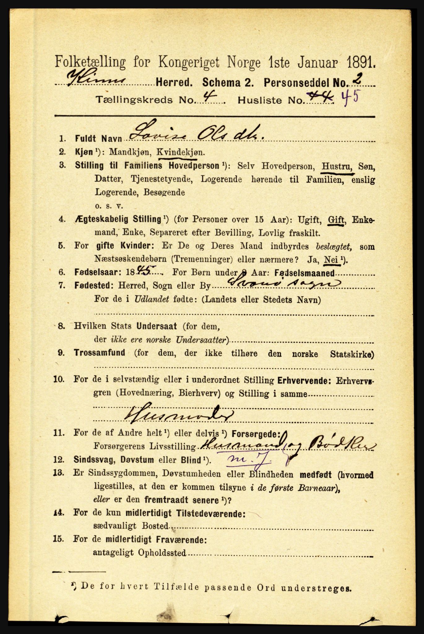 RA, 1891 census for 1437 Kinn, 1891, p. 1592