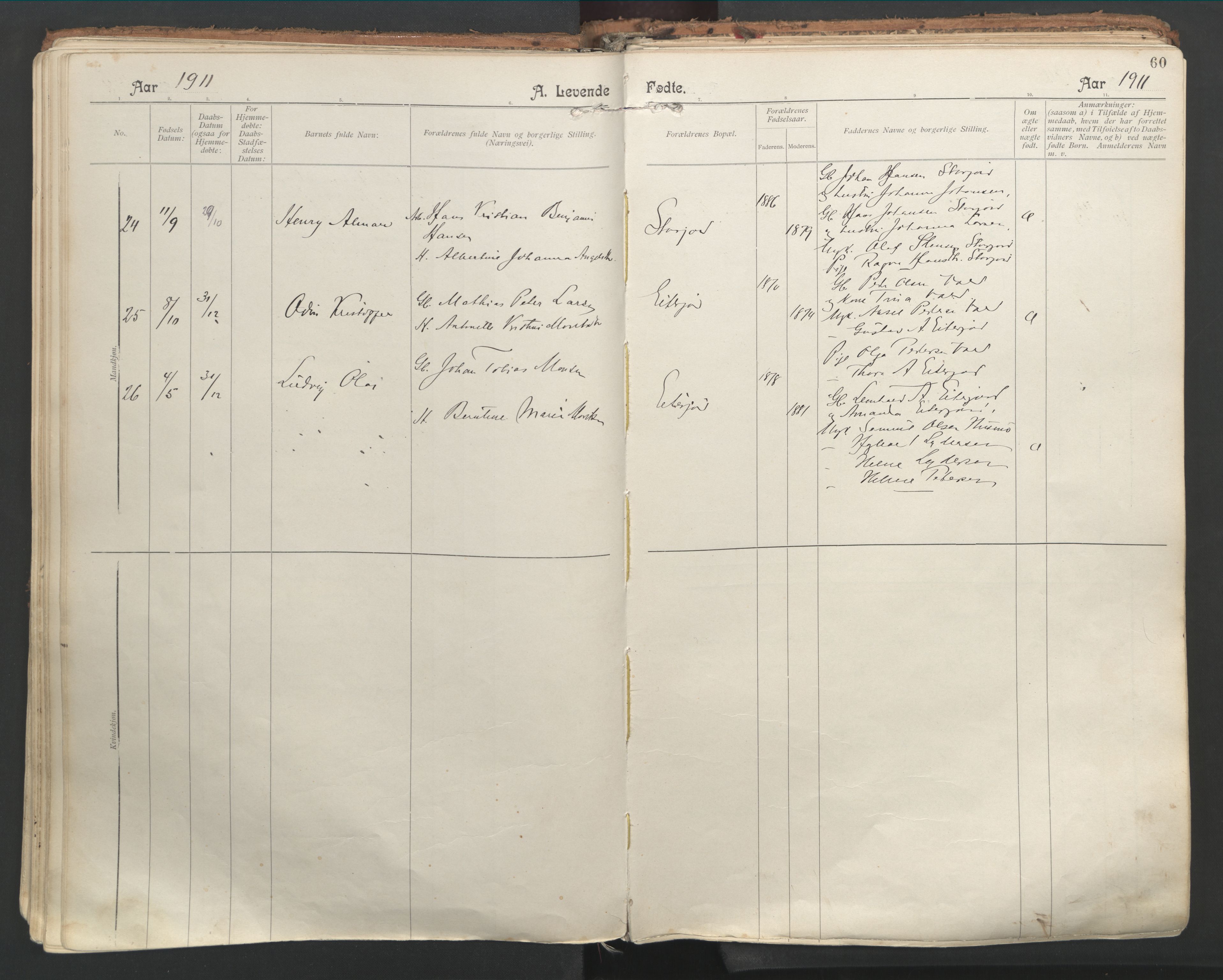 Ministerialprotokoller, klokkerbøker og fødselsregistre - Nordland, AV/SAT-A-1459/846/L0647: Parish register (official) no. 846A05, 1902-1915, p. 60