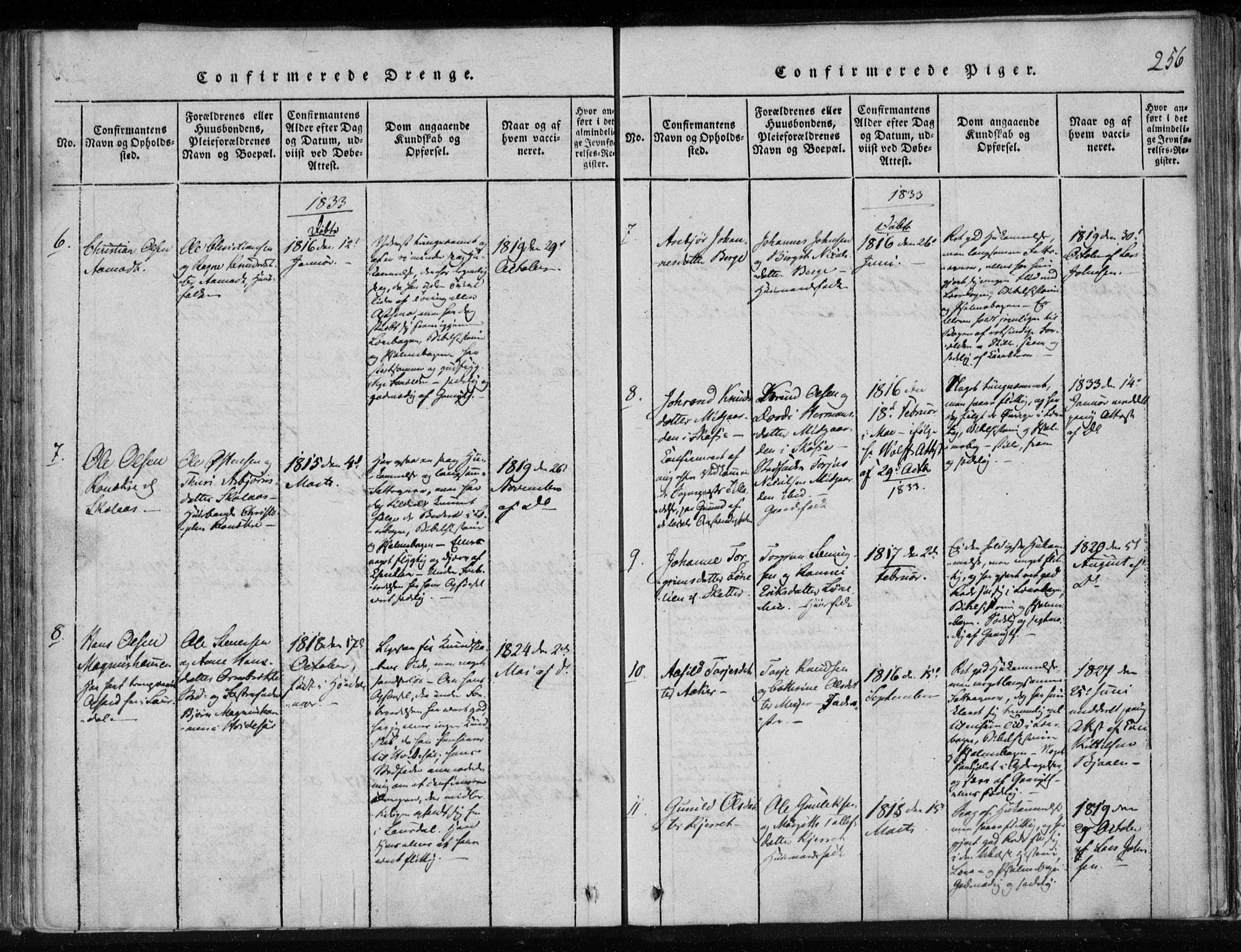 Lårdal kirkebøker, SAKO/A-284/F/Fa/L0005: Parish register (official) no. I 5, 1815-1860, p. 256