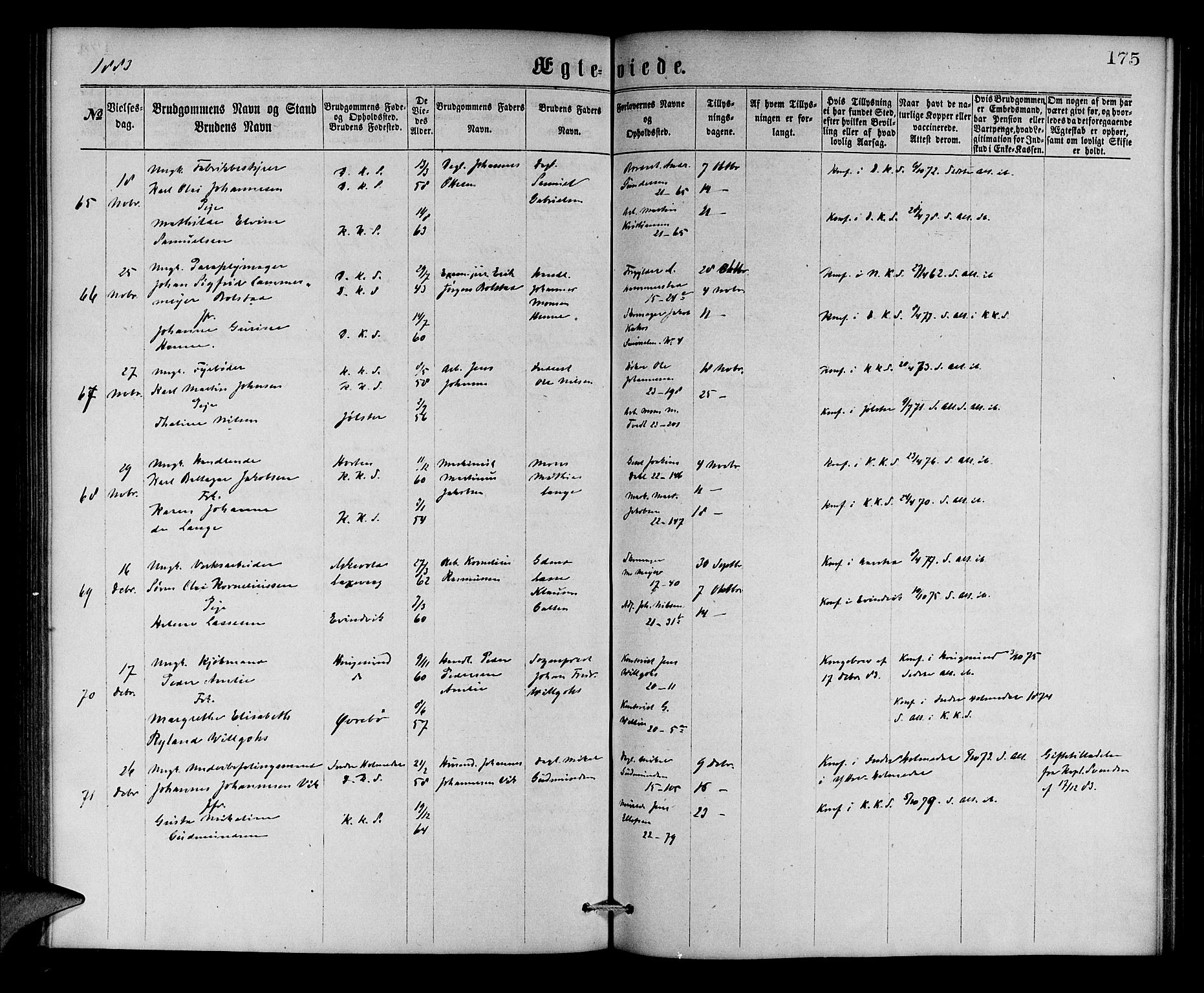 Korskirken sokneprestembete, AV/SAB-A-76101/H/Hab: Parish register (copy) no. D 2, 1867-1886, p. 175