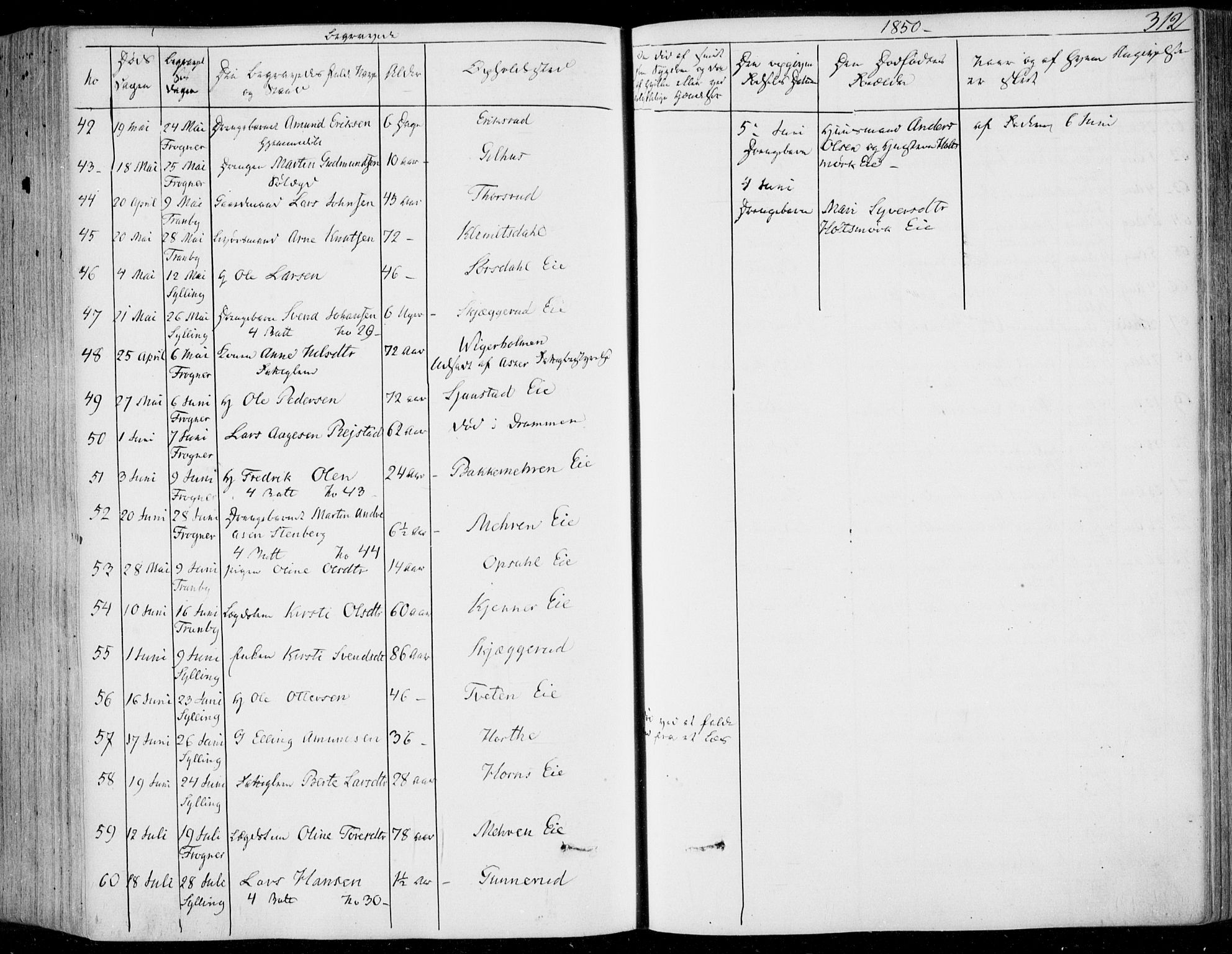 Lier kirkebøker, AV/SAKO-A-230/F/Fa/L0011: Parish register (official) no. I 11, 1843-1854, p. 312